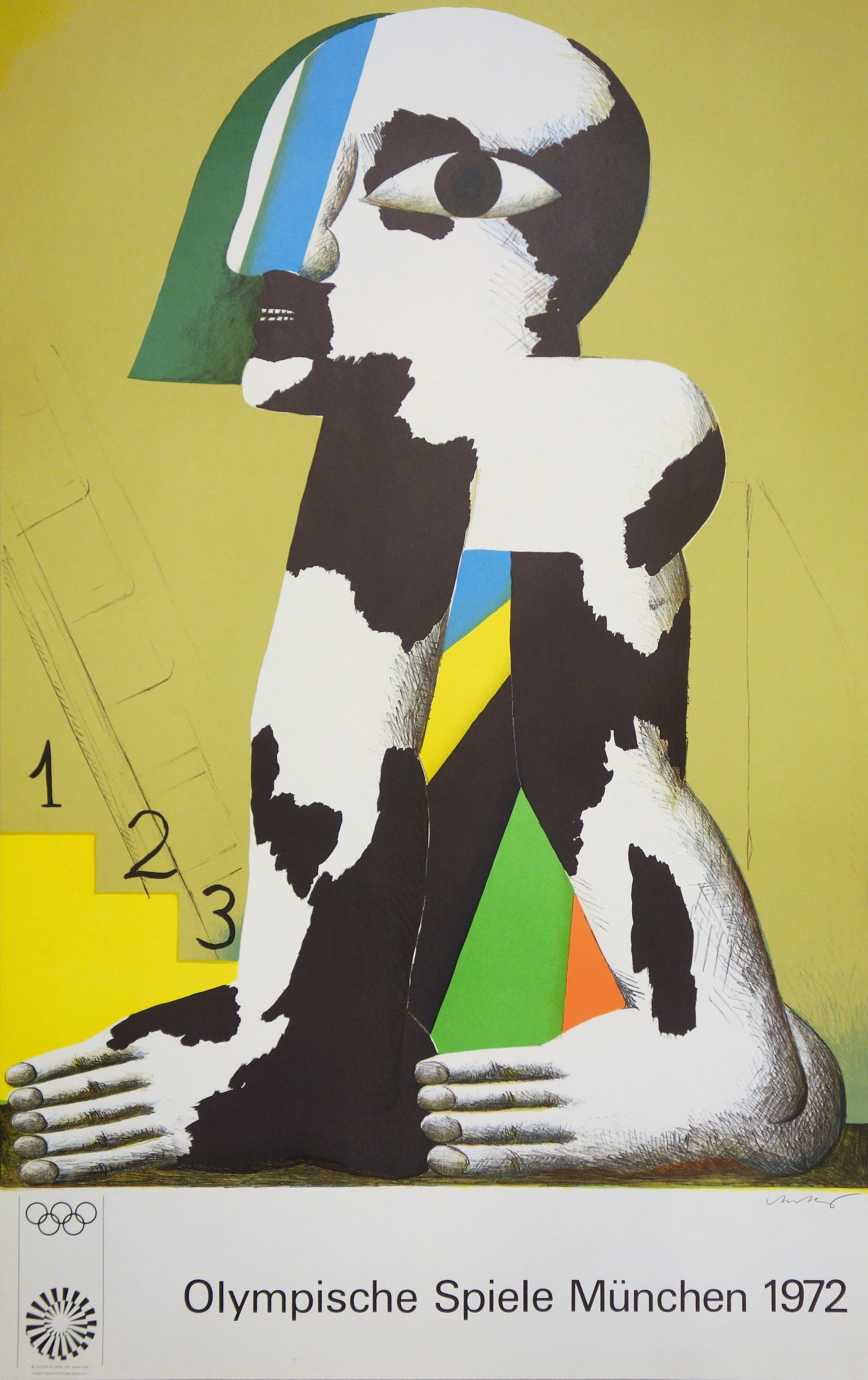Horst ANTES : Au pied du podium, 1972 - Lithographie signée