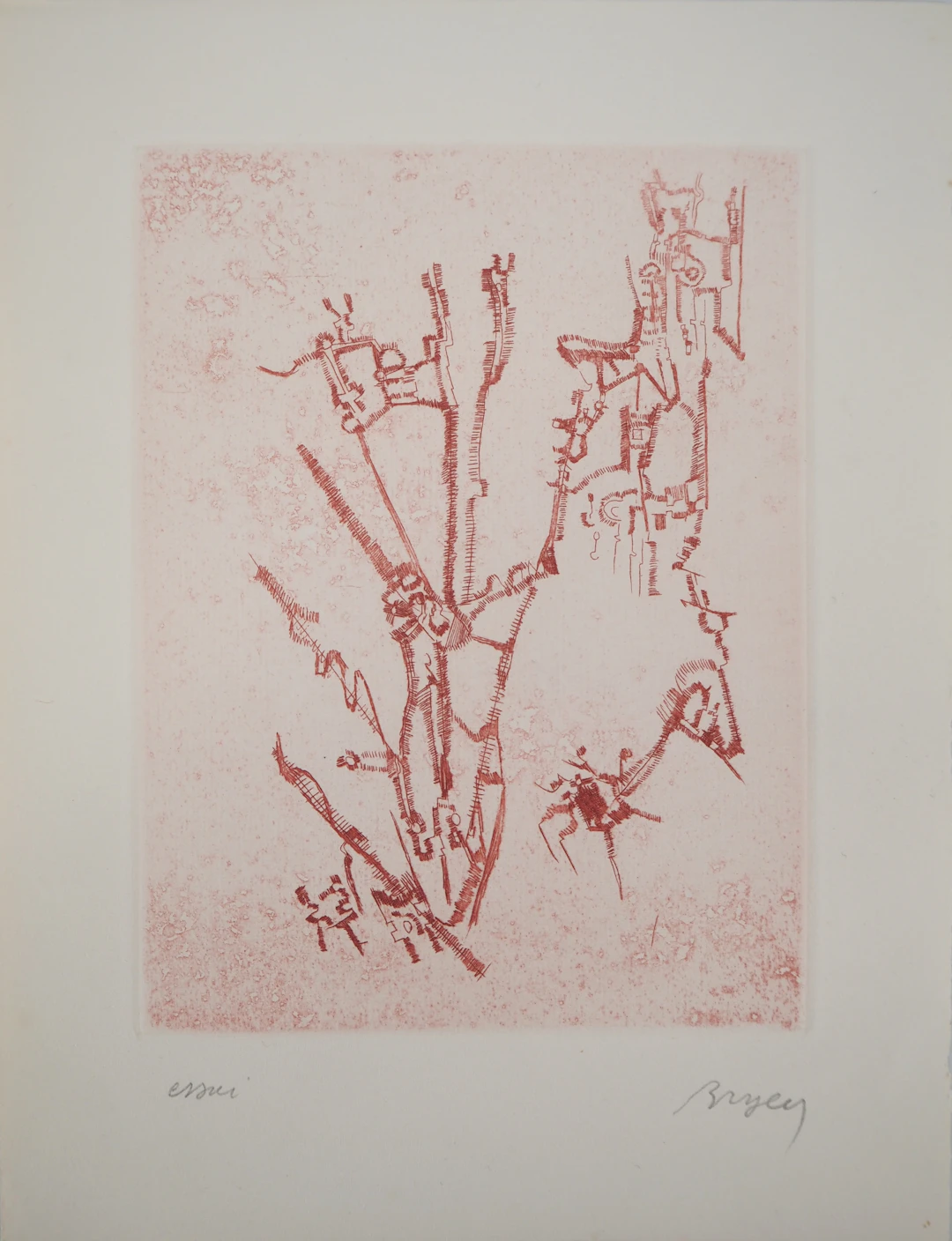 Camille BRYEN - Construction abstraite, 1956 - Gravure originale signée