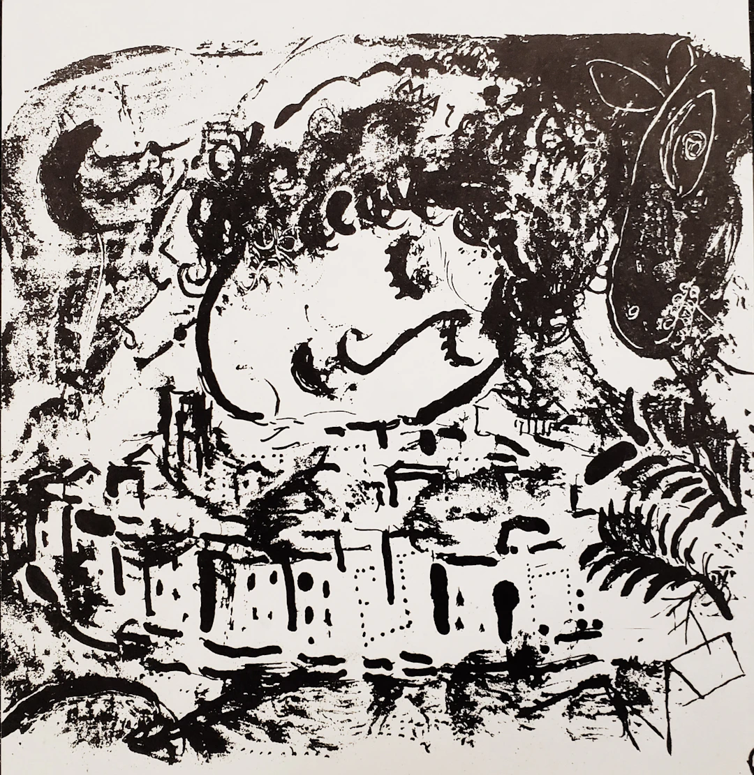 Marc Chagall - Le Village - lithographie, 1957