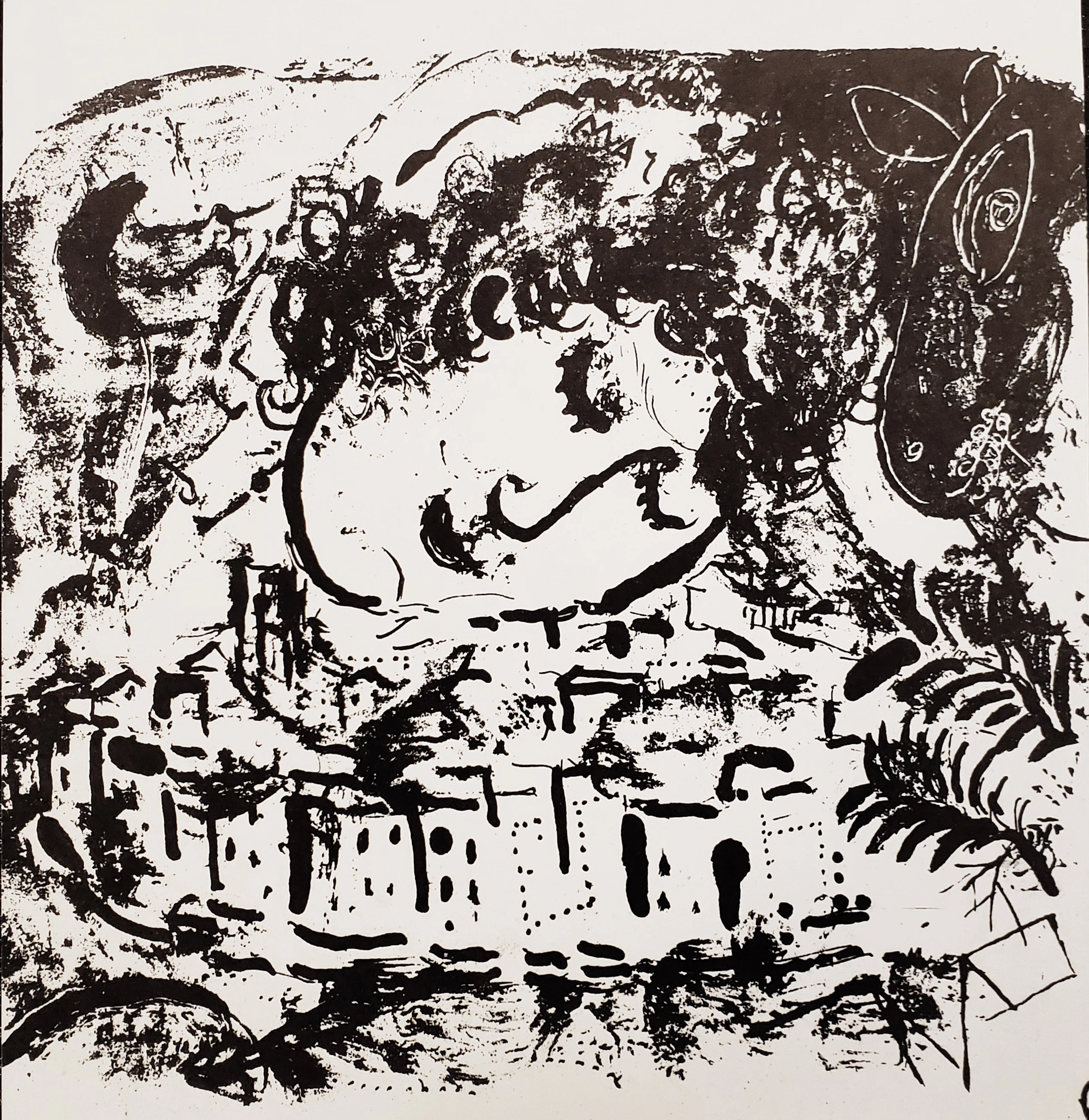 Marc Chagall - Le Village - lithographie, 1957