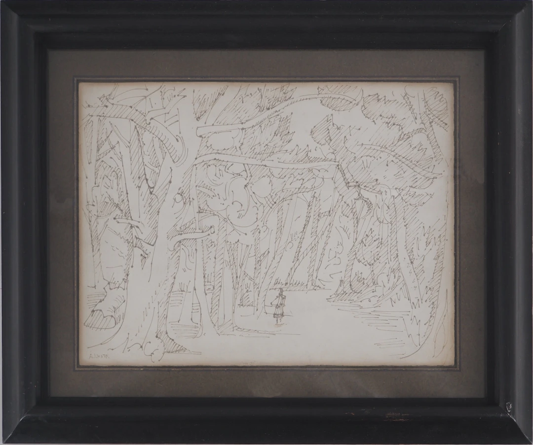 André LHOTE - Promenade en forêt - Dessin original, signé