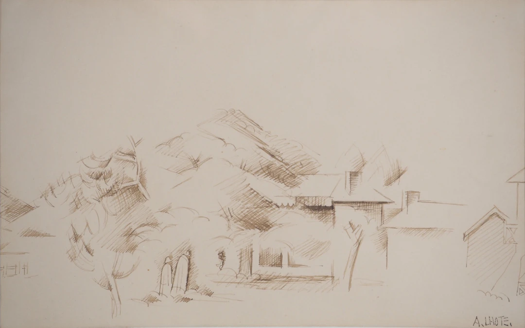 André LHOTE - Provence : le refuge des bergers - Dessin original signé