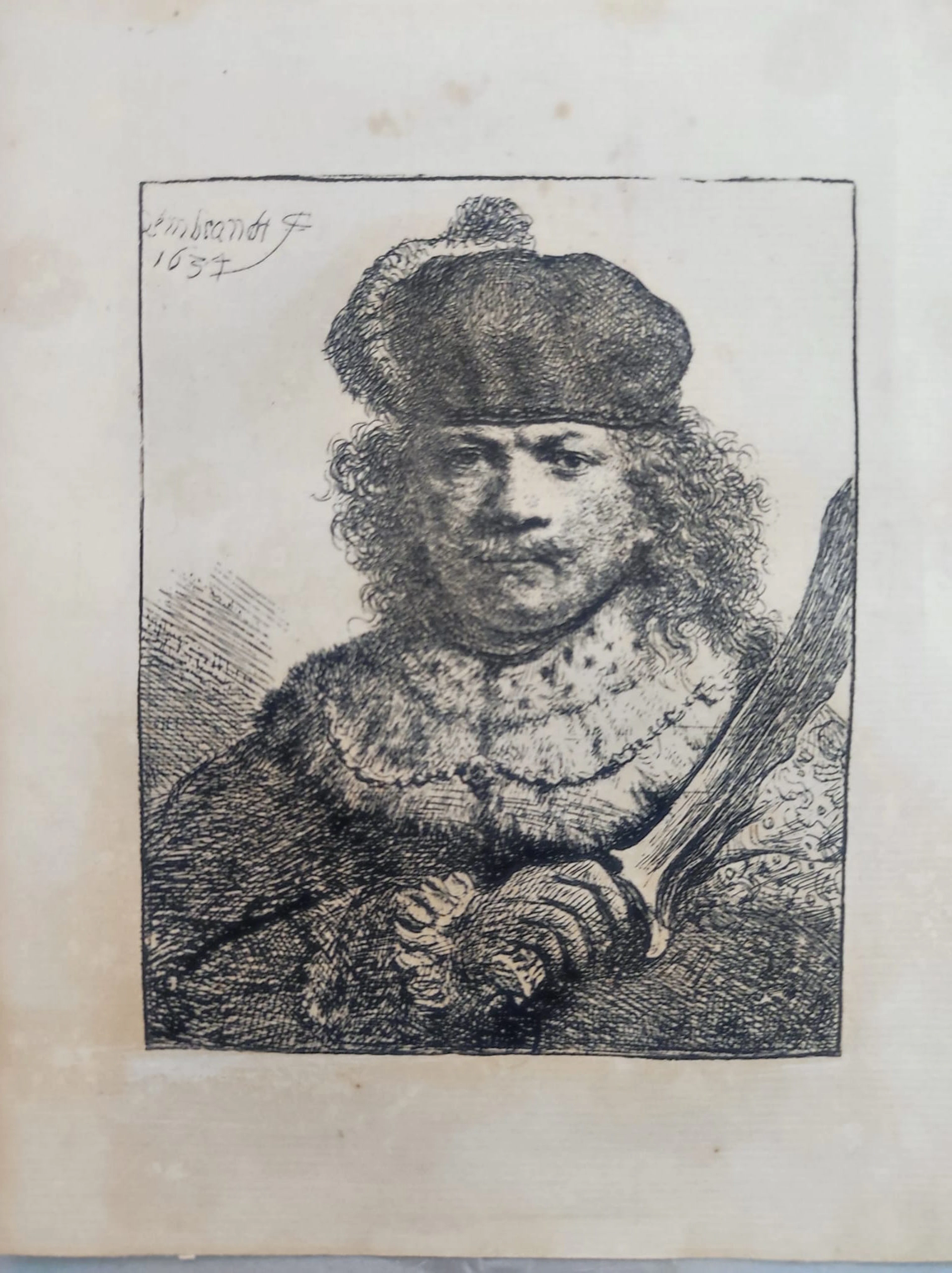 REMBRANDT (D’APRÈS) - Autoportrait au sabre levé - eau-forte