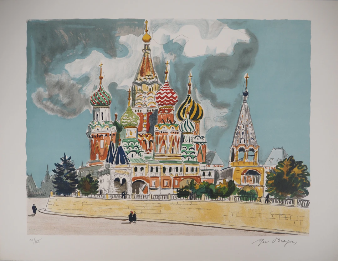 Yves BRAYER : La Basilique de Basile le Bienheureux, Lithographie