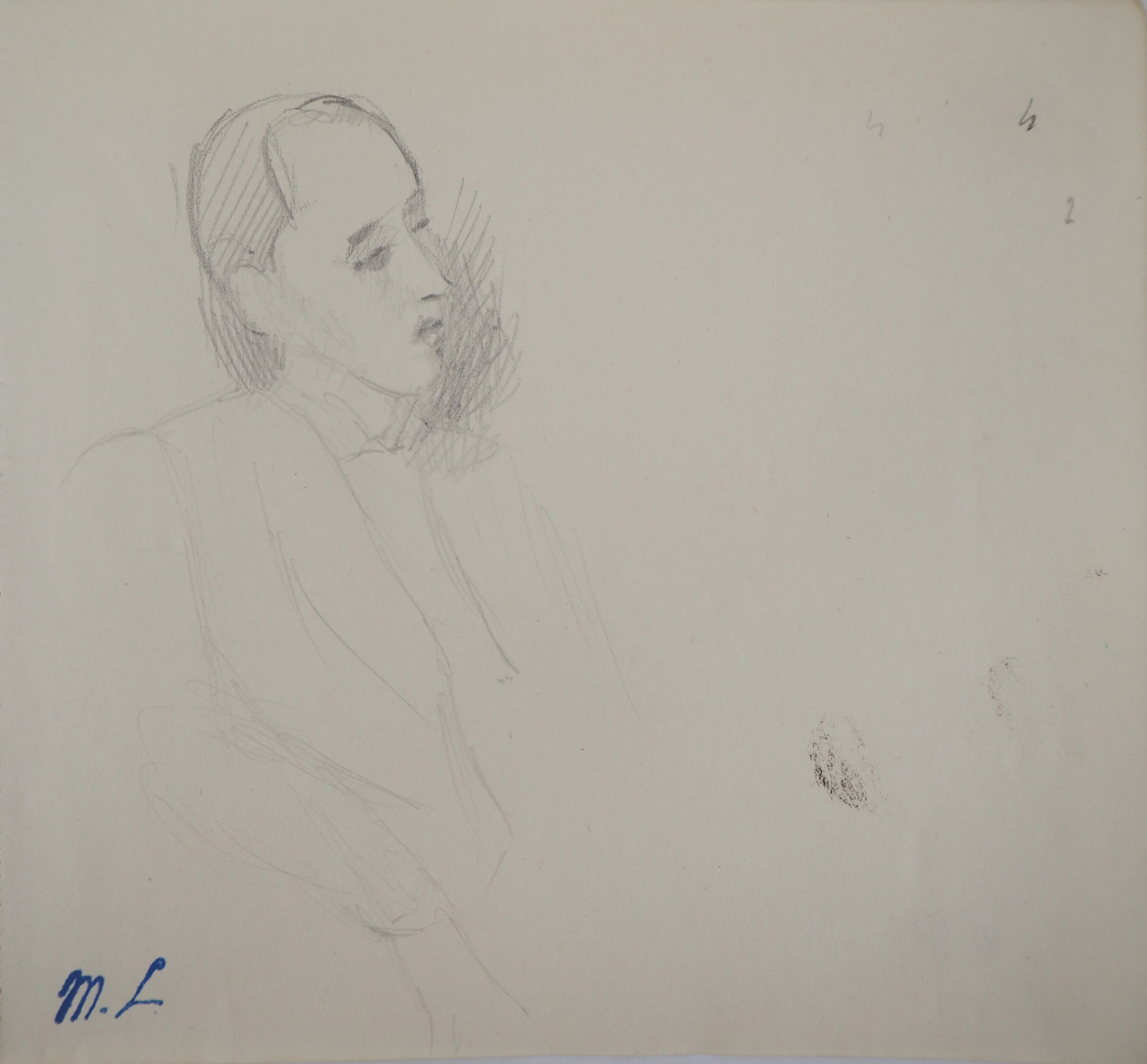 Marie LAURENCIN : Homme assis, Dessin original signé