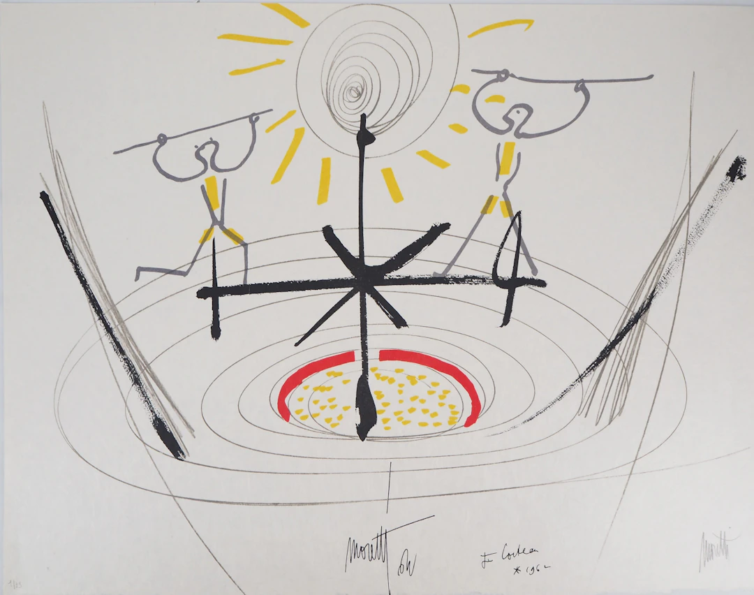Raymond MORETTI et Jean COCTEAU : Les danseuses, Lithographie originale signée