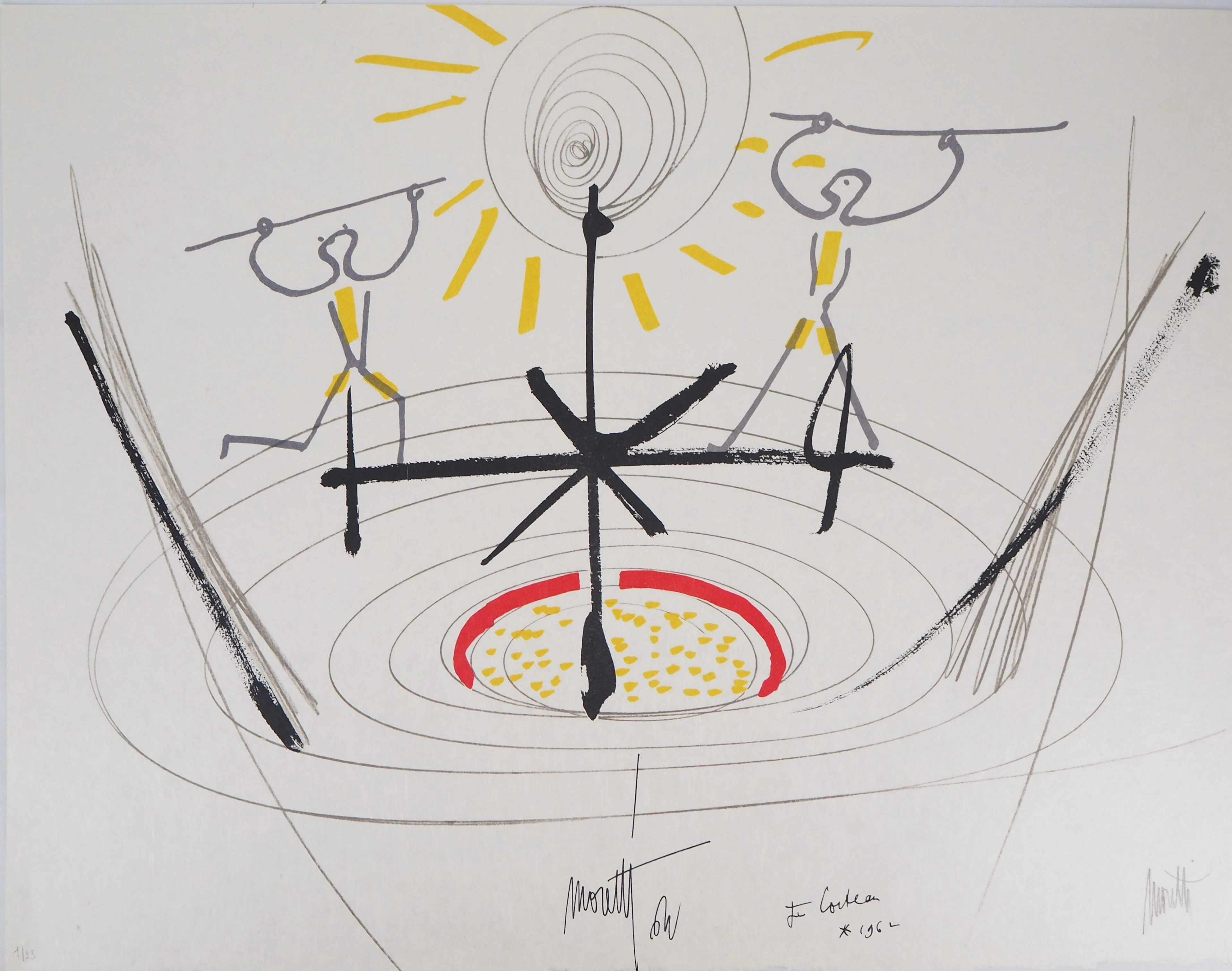 Raymond MORETTI et Jean COCTEAU : Les danseuses, Lithographie originale signée