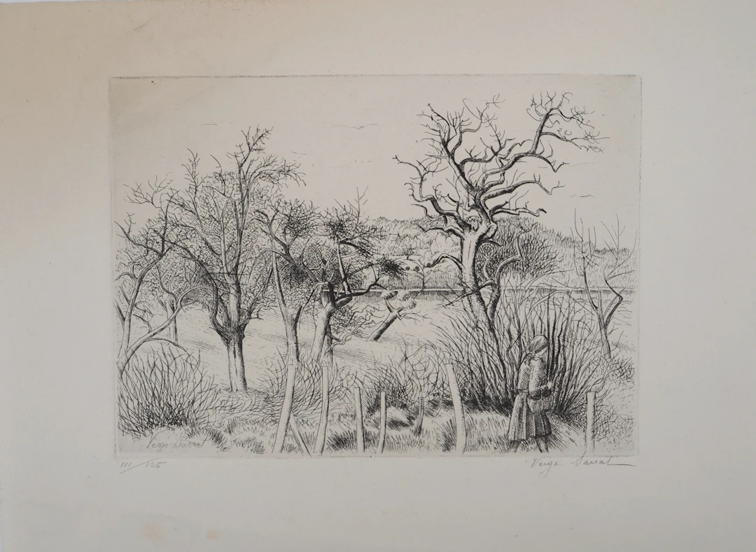 Henri VERGÉ-SARRAT - Promenade champêtre, c. 1935 - Eau-forte originale signée