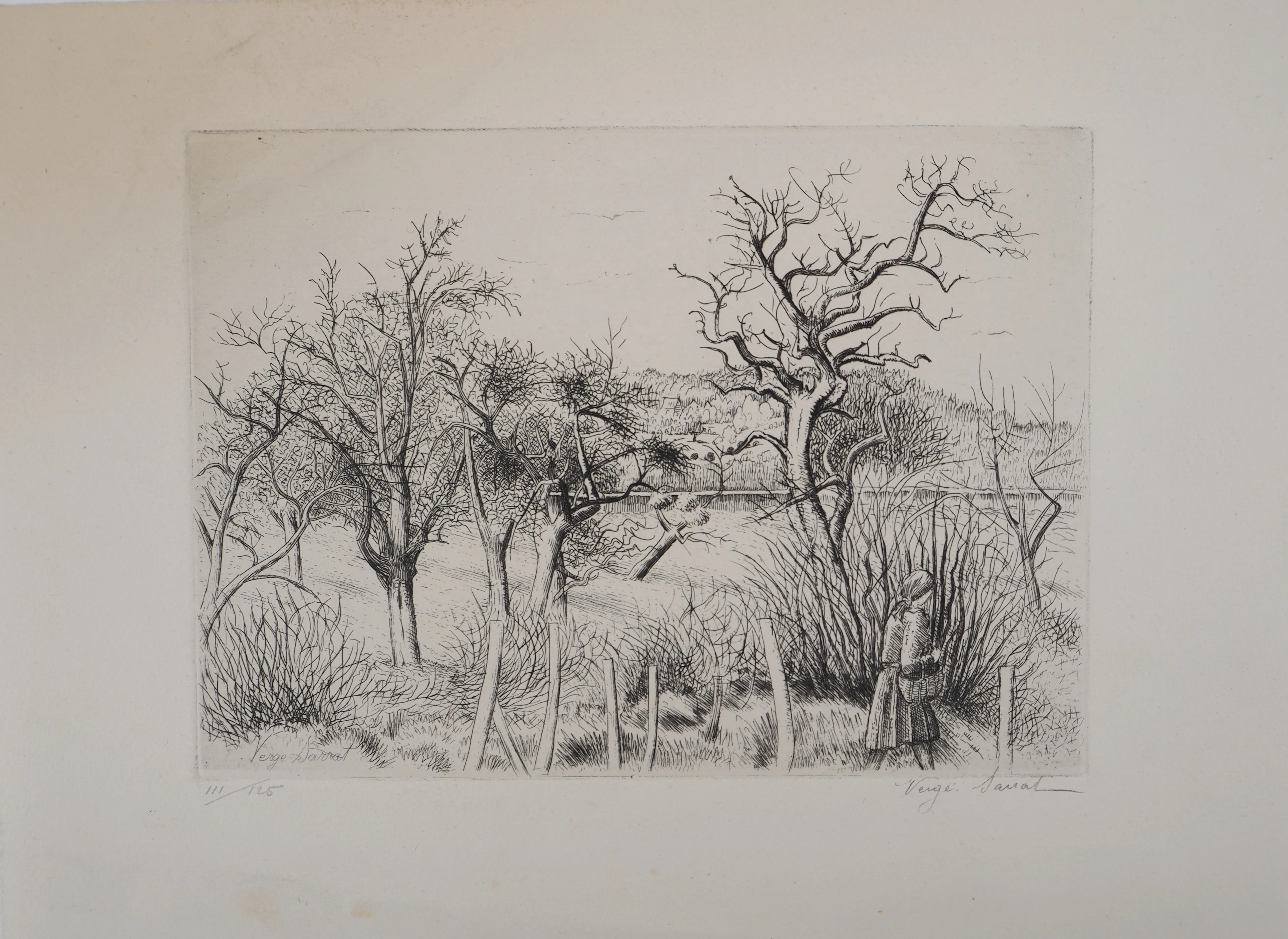 Henri VERGÉ-SARRAT - Promenade champêtre, c. 1935 - Eau-forte originale signée