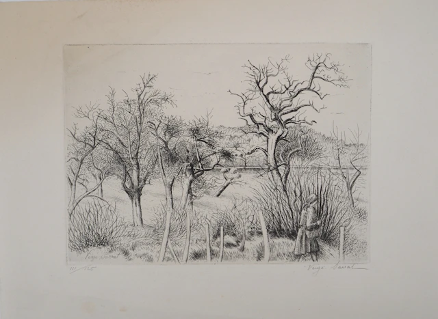 Henri VERGÉ-SARRAT - Promenade champêtre, c. 1935 - Eau-forte originale signée
