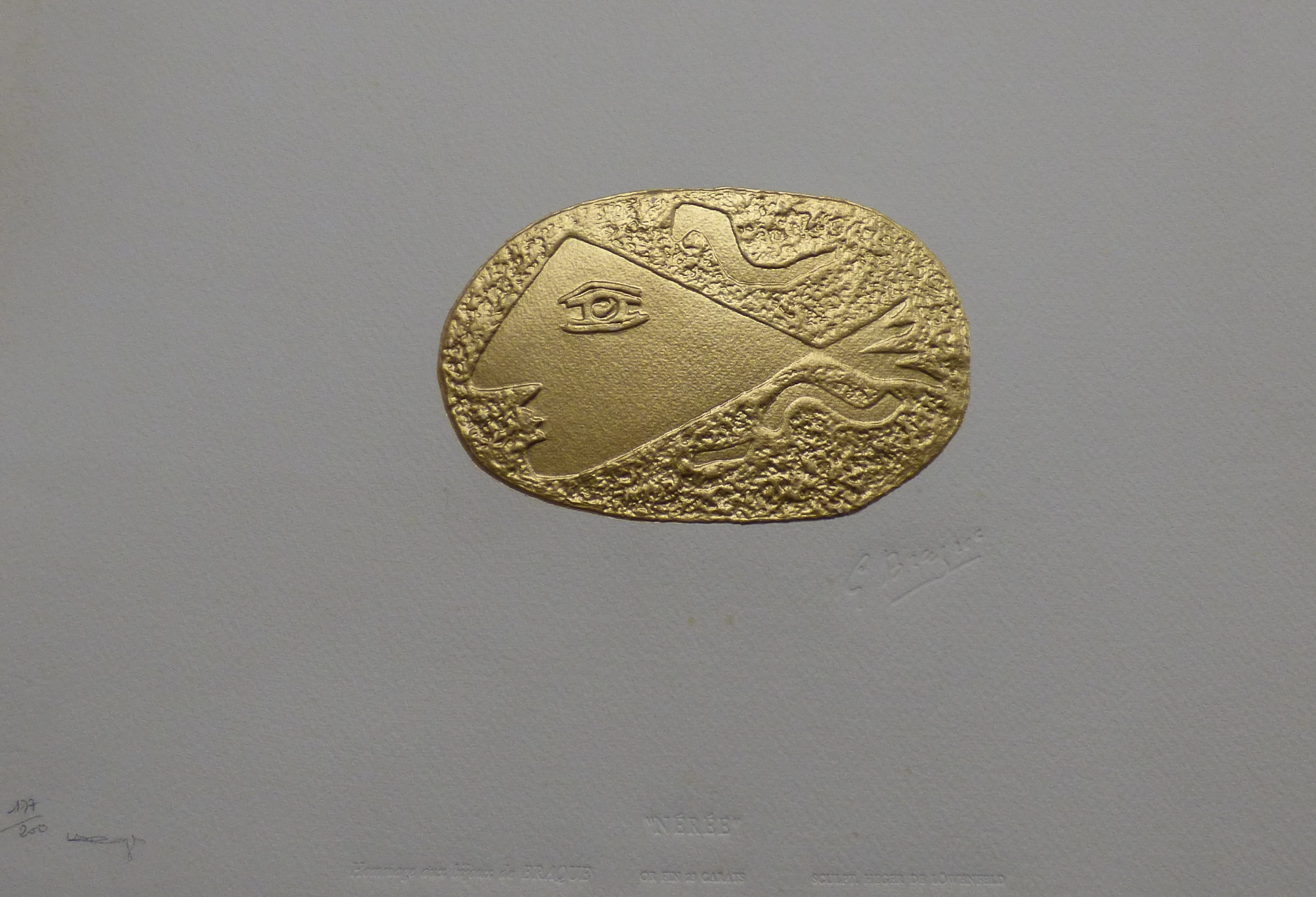 Georges BRAQUE (d’après) - Nérée, 1970 - Estampe gaufrée et dorée