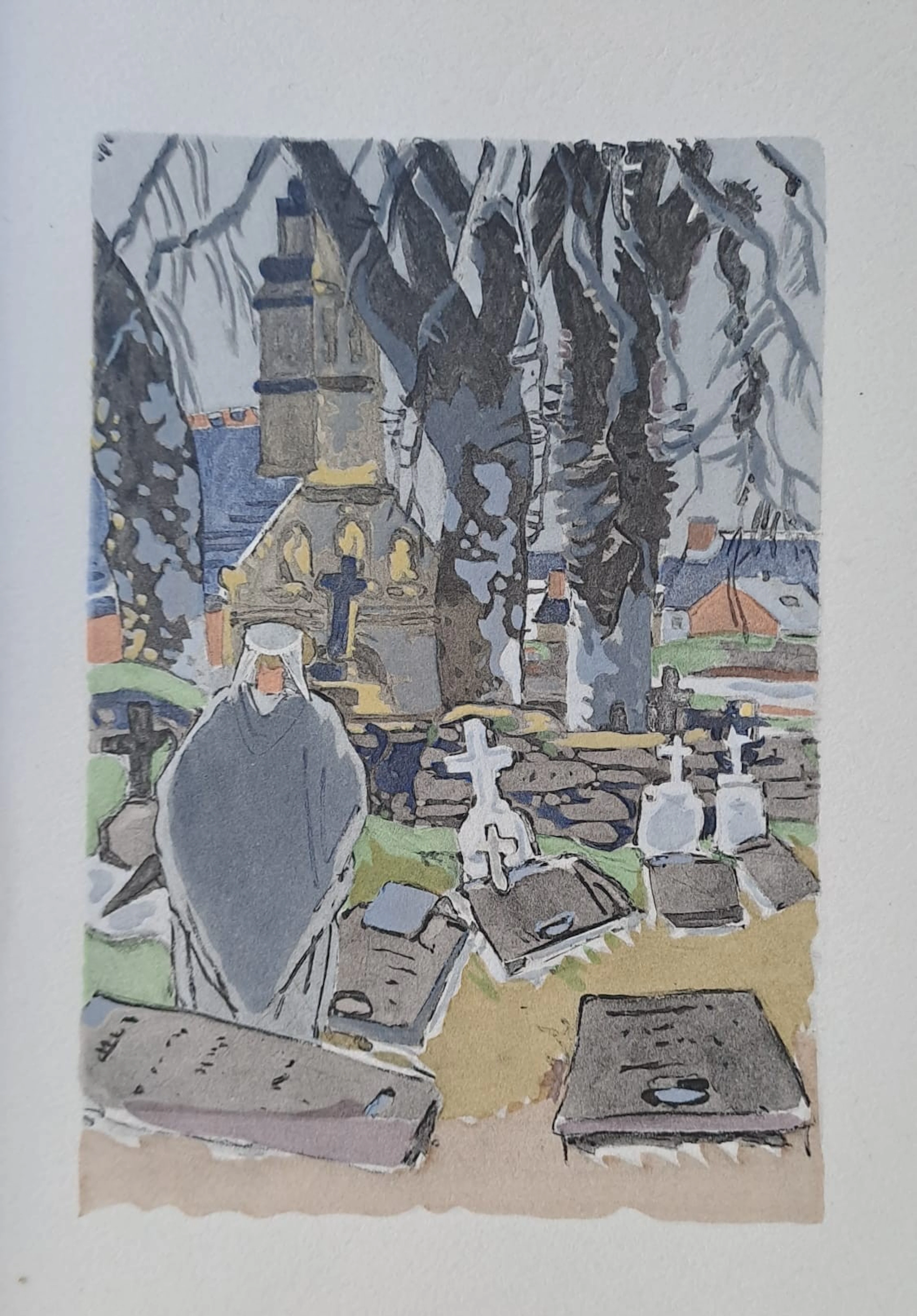 Mathurin Méheut (d’après) - Cimetière marin - Phototypie, coloris