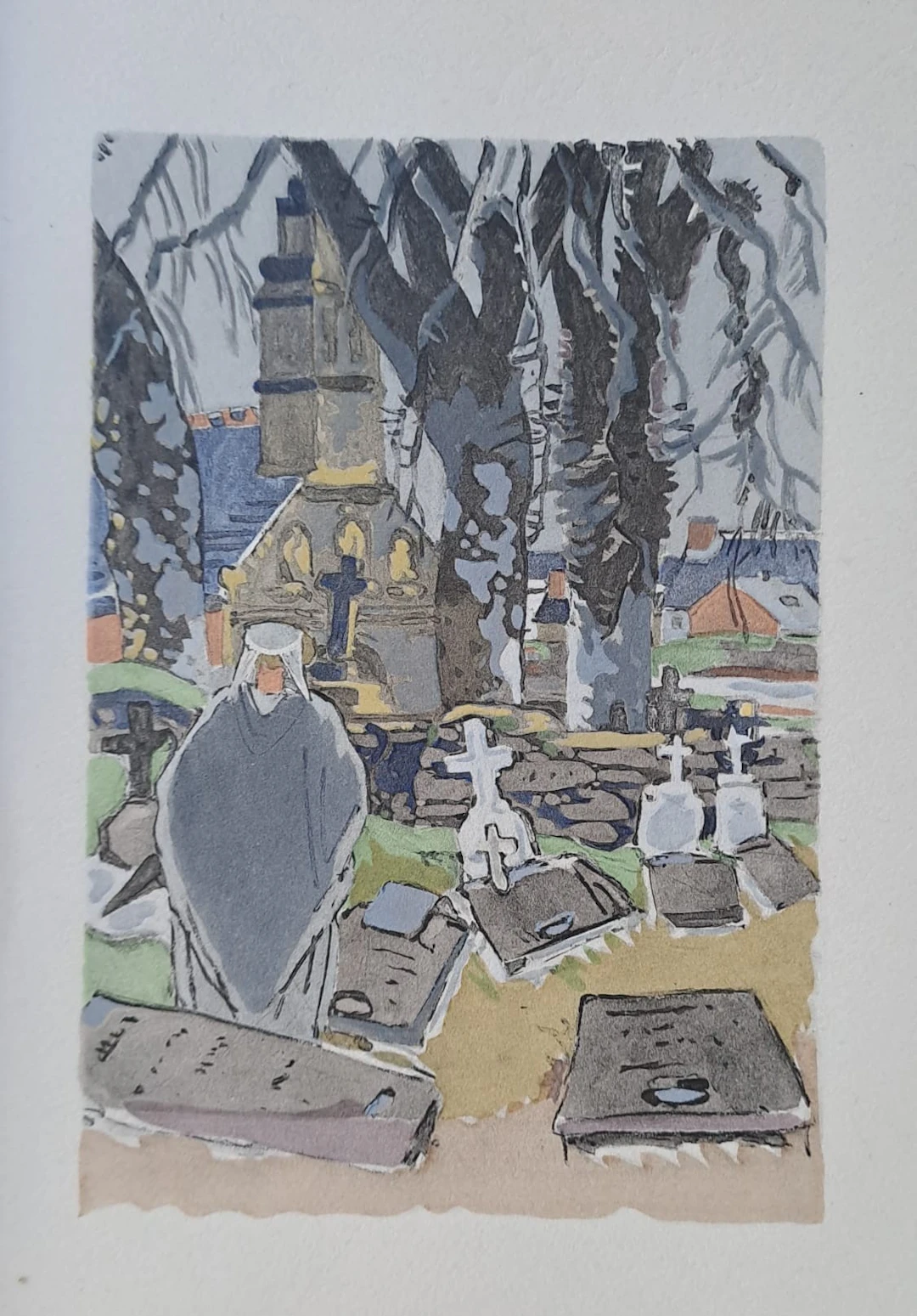Mathurin Méheut (d’après) - Cimetière marin - Phototypie, coloris