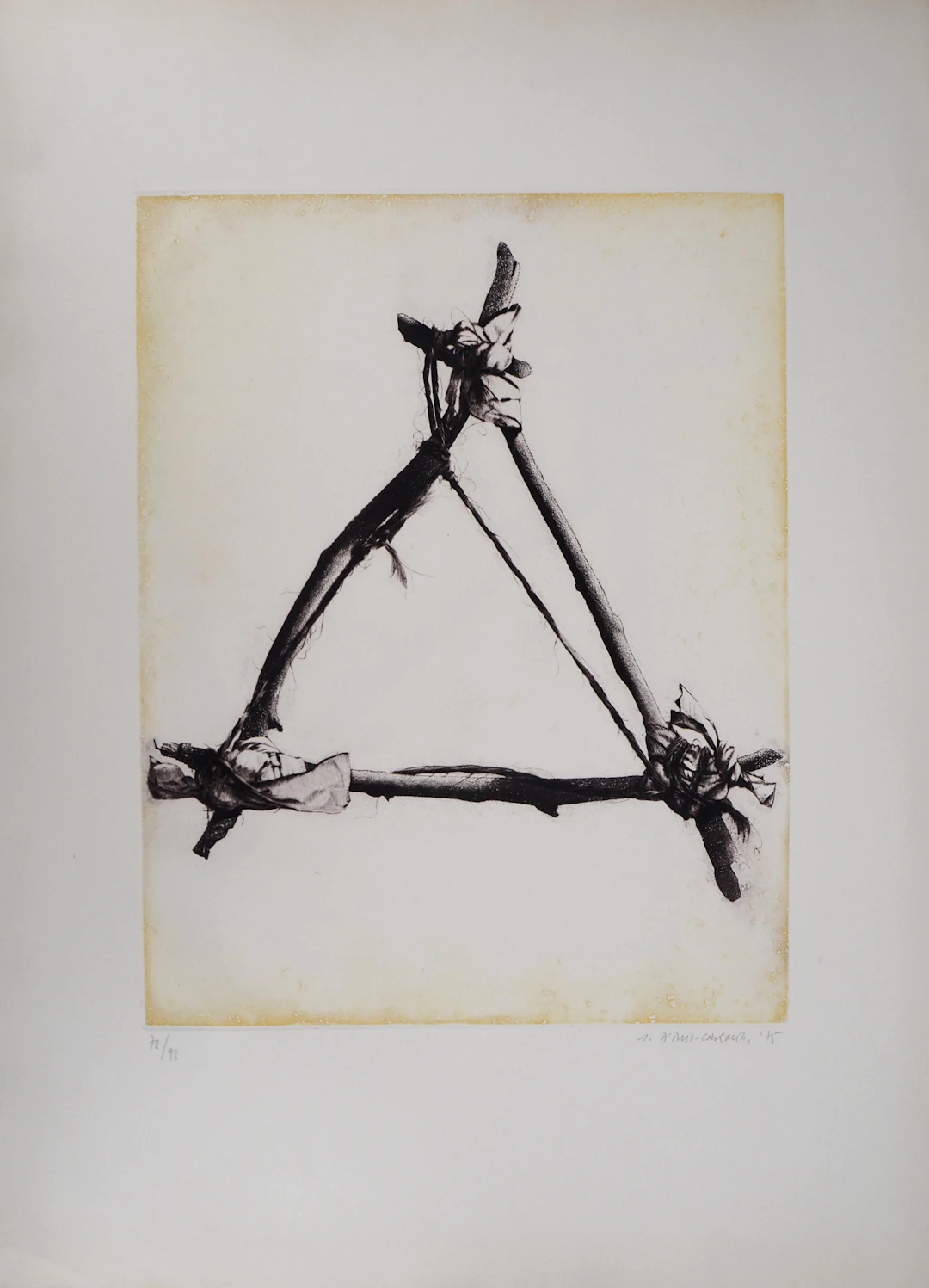 TITUS-CARMEL - Triangle noué, cordes, 1975 - Pointe sèche originale, signée