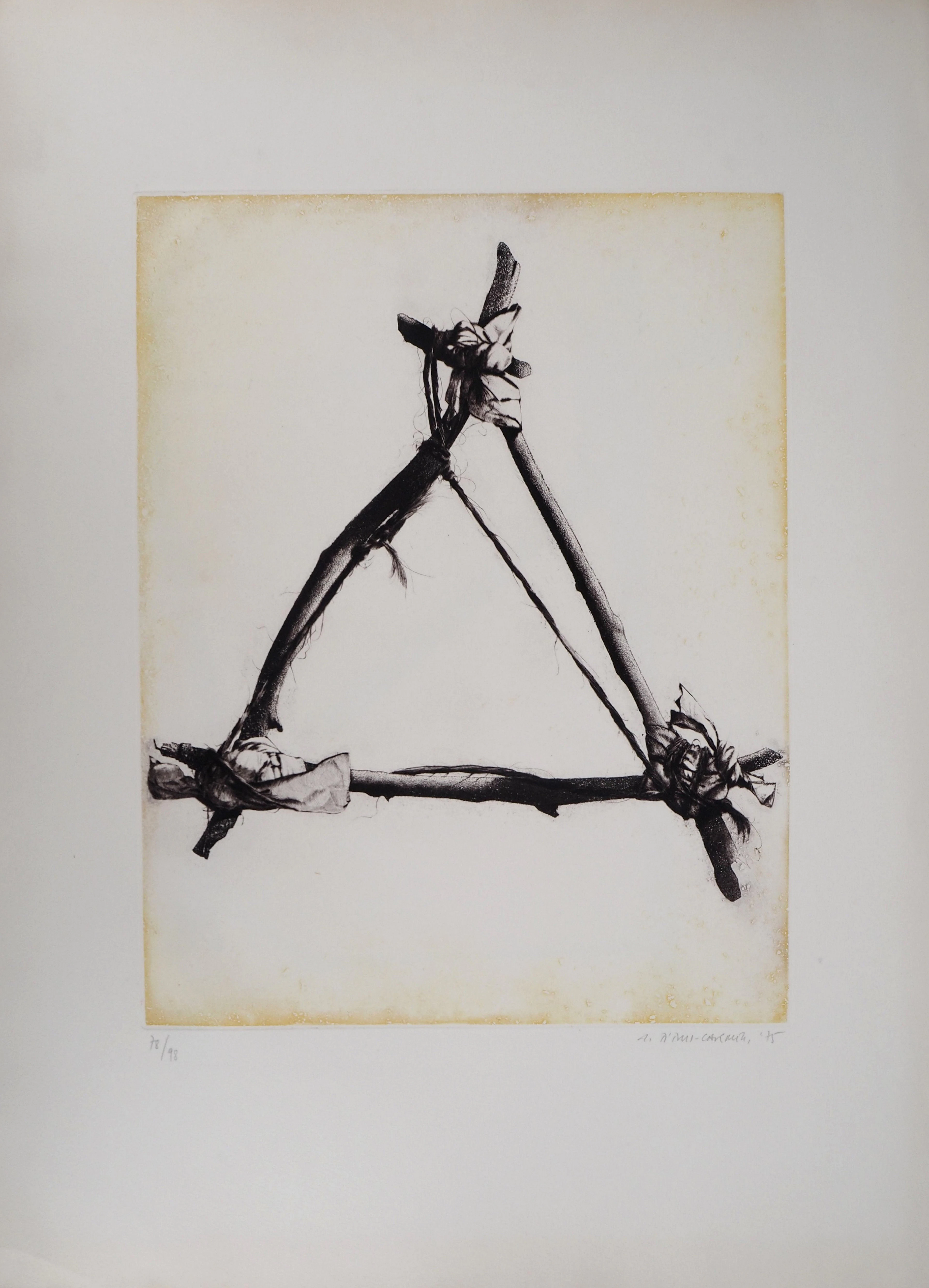 TITUS-CARMEL - Triangle noué, cordes, 1975 - Pointe sèche originale, signée