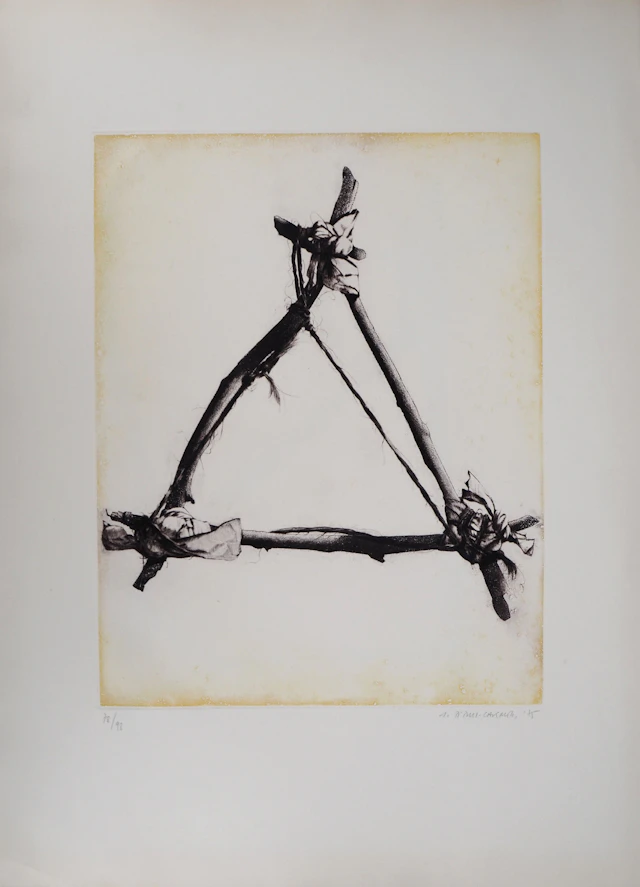 TITUS-CARMEL - Triangle noué, cordes, 1975 - Pointe sèche originale, signée