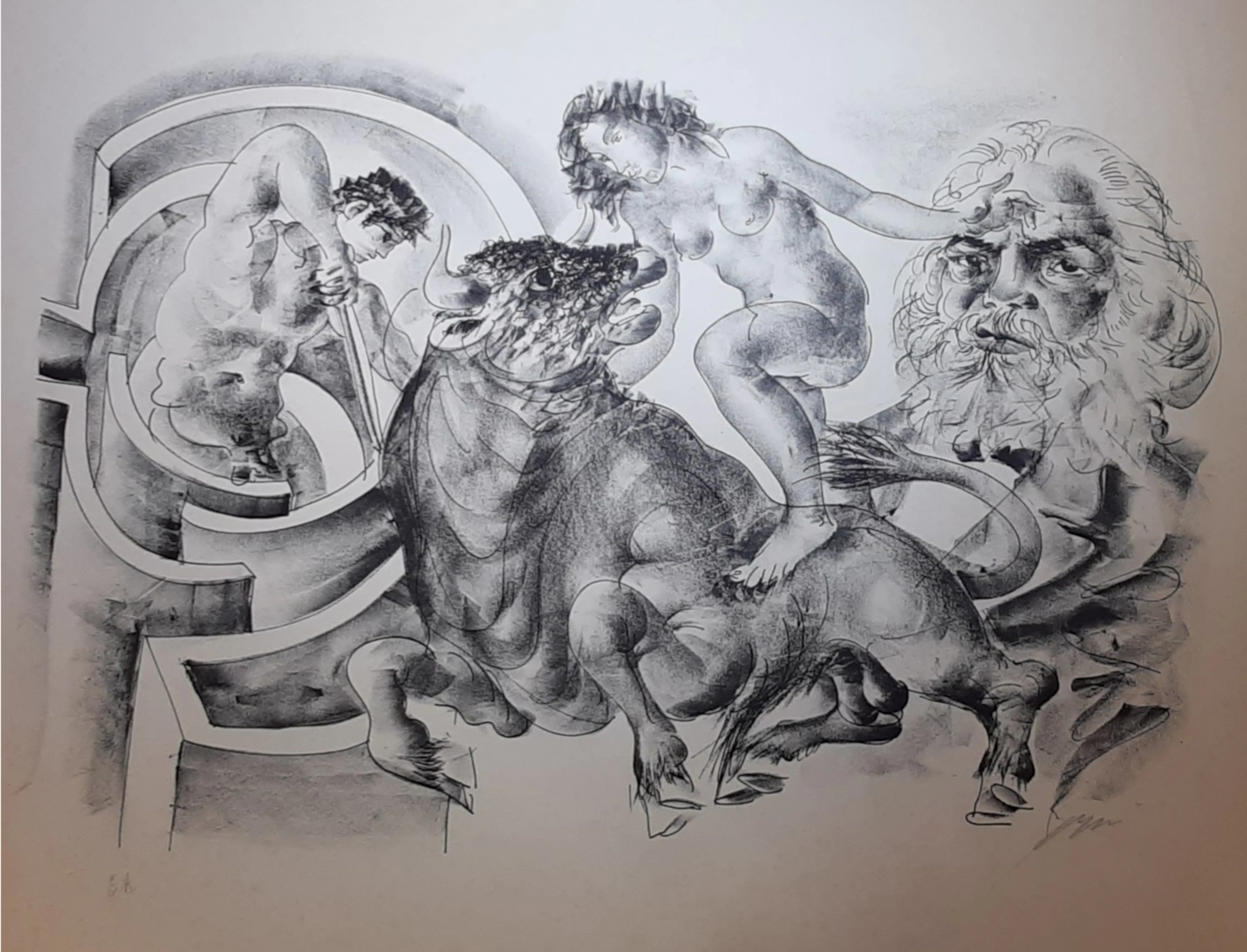 Hans ERNI - Le Taureau, 1970 - Lithographie originale signée au crayon