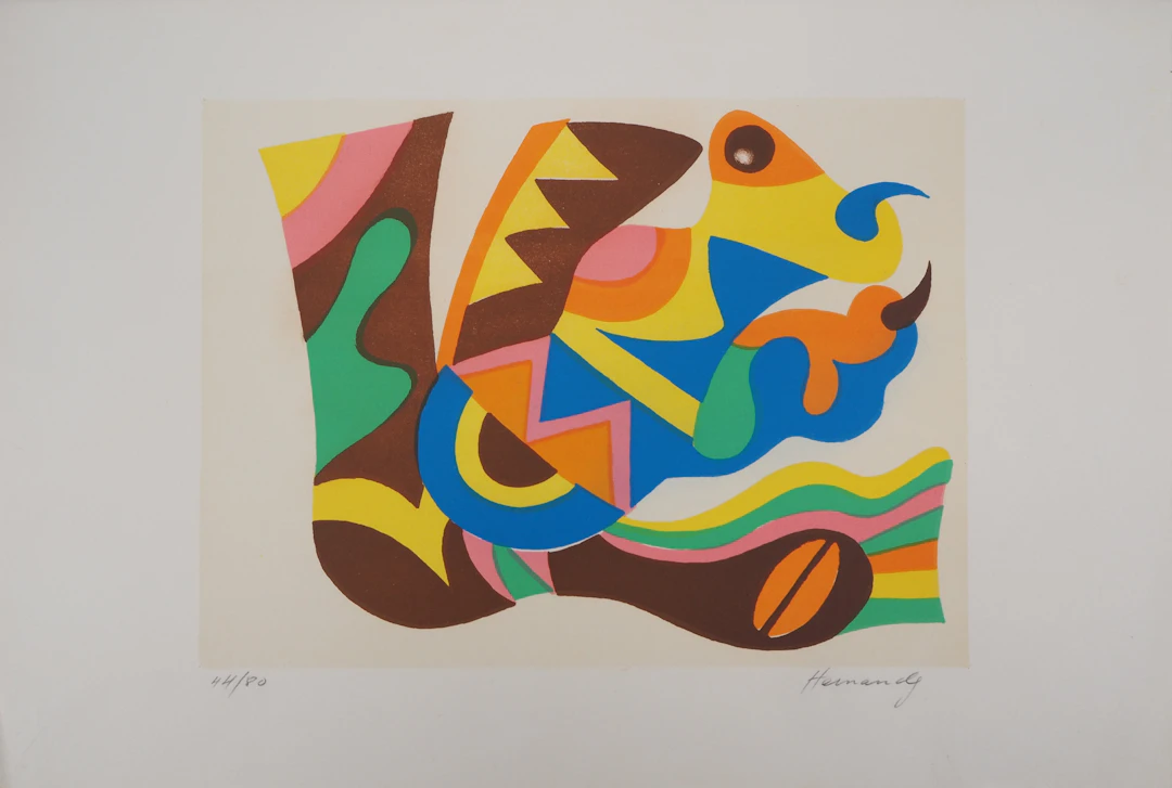 Mariano Hernandez : Hommage à Miro - Lithographie originale signée