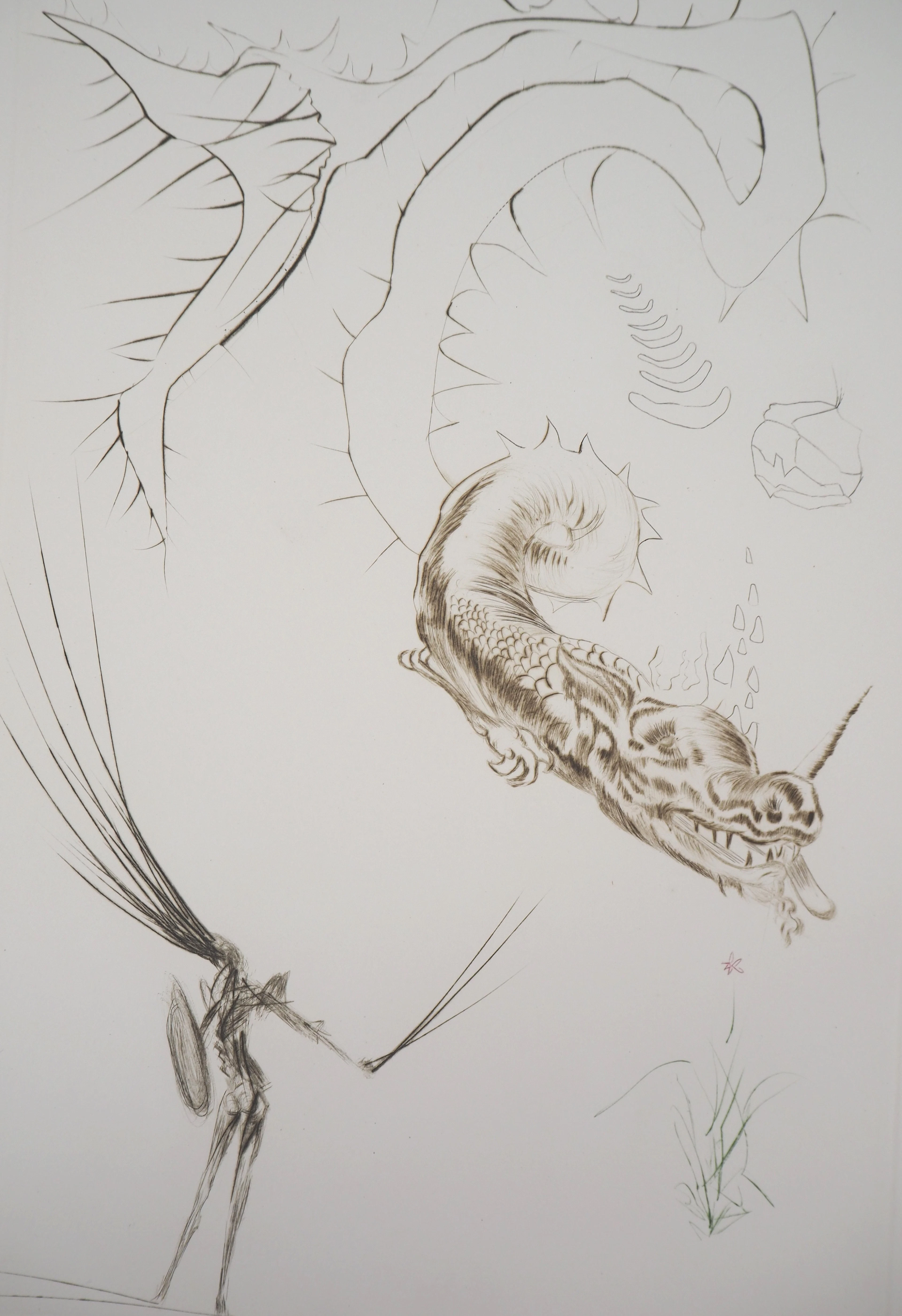 Salvador DALI : Tristan et le dragon, 1970 - Gravure originale signée