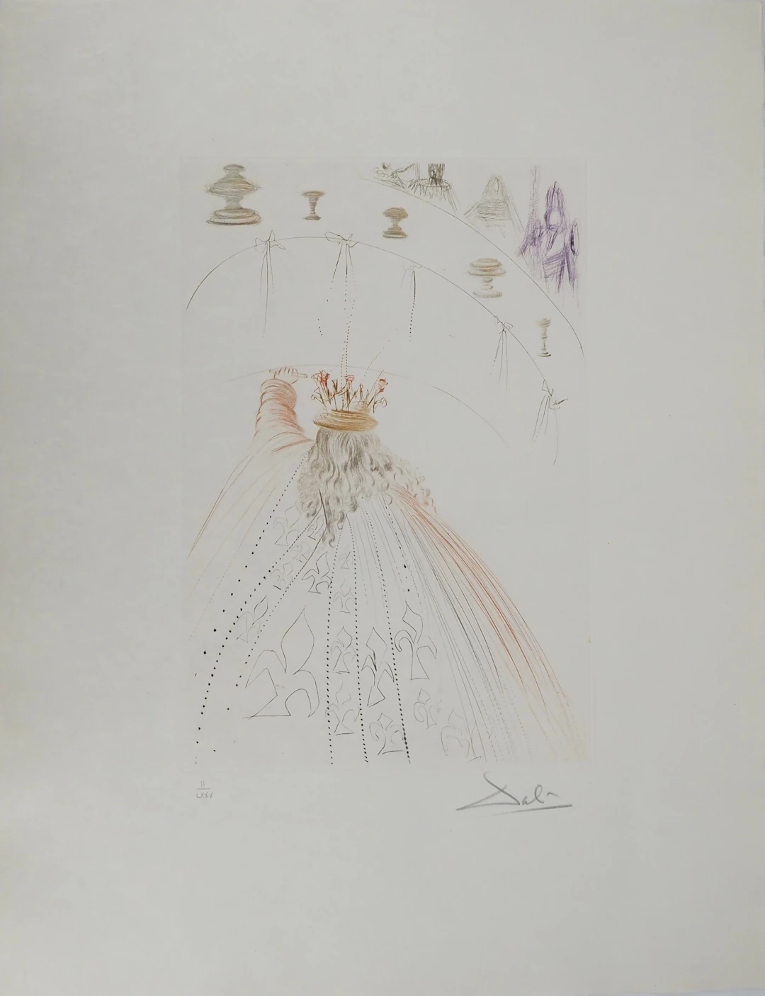 Salvador DALI : Les chevaliers du roi Arthur, Gravure originale signée