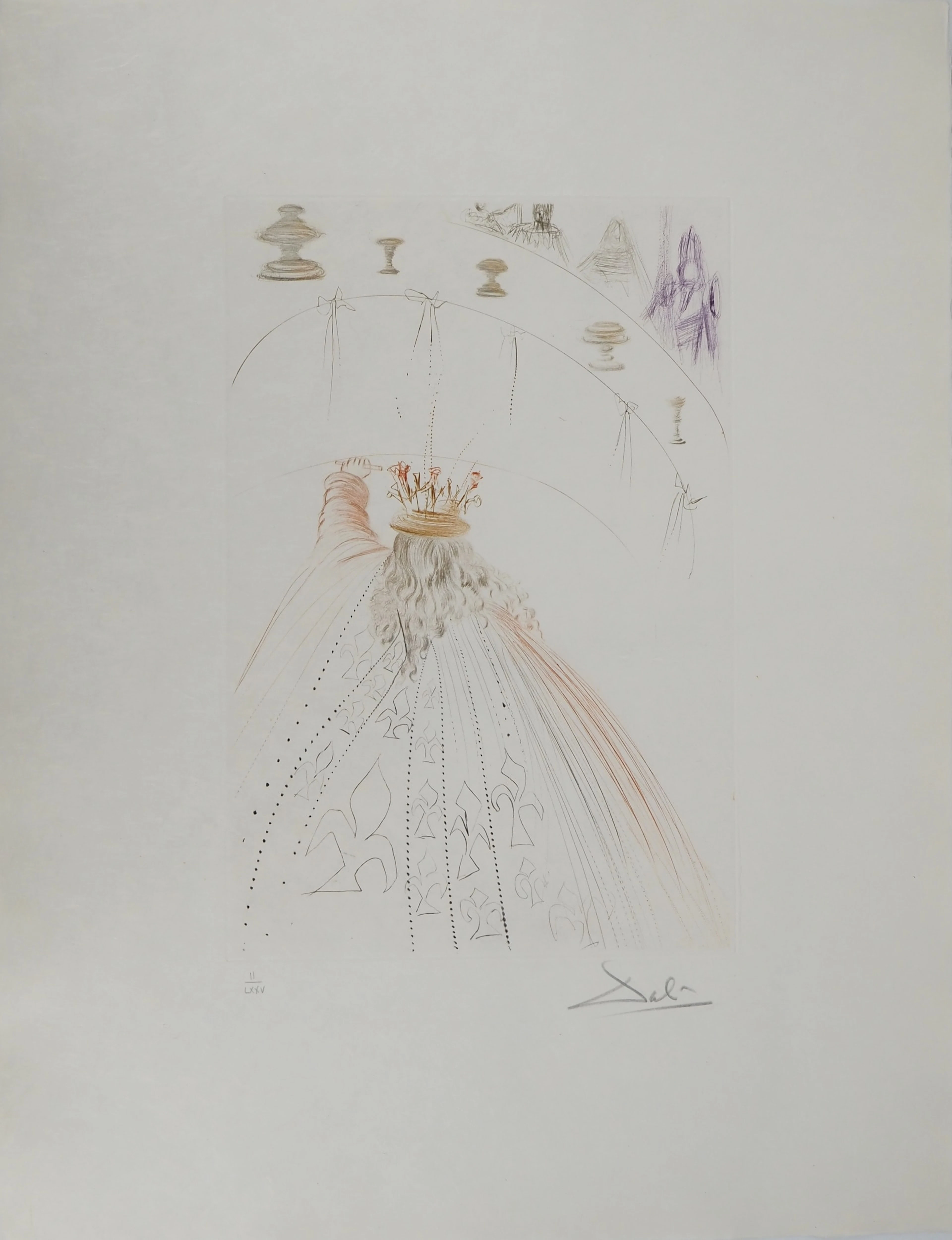 Salvador DALI : Les chevaliers du roi Arthur, Gravure originale signée