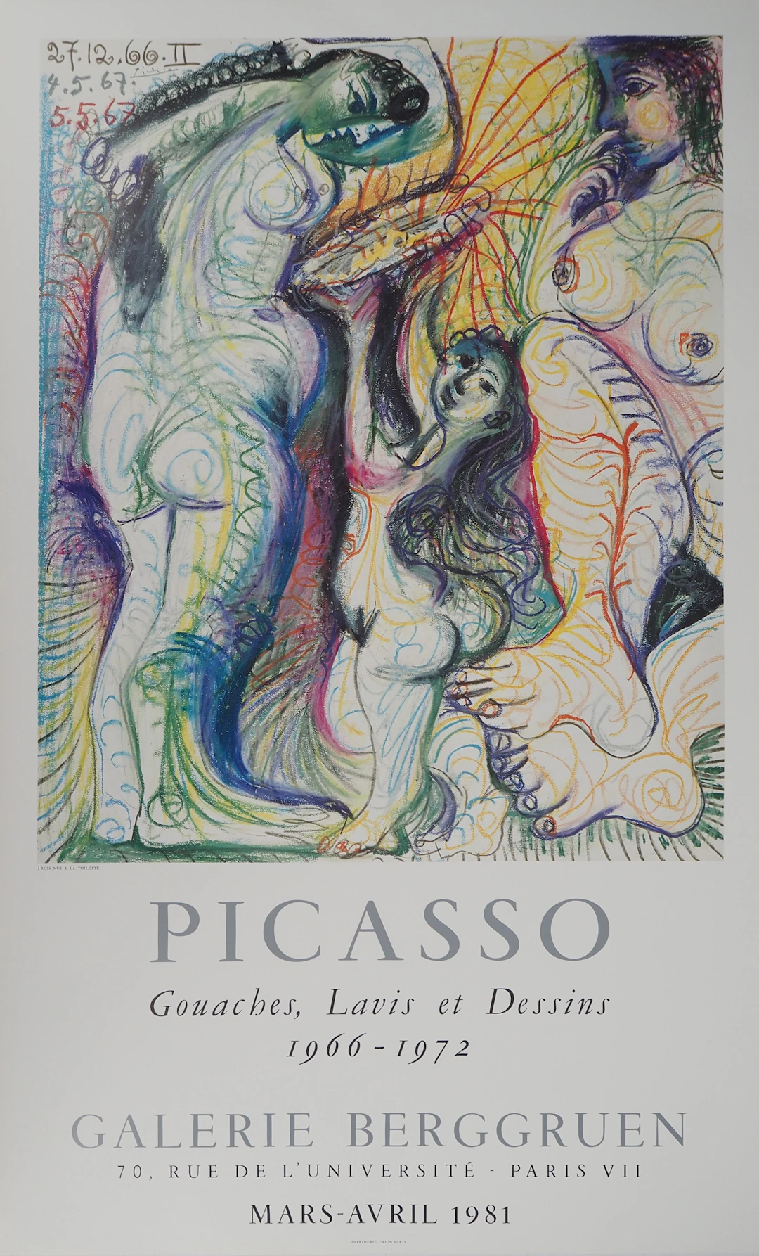Pablo PICASSO : Trois nus à la toilette, Affiche originale d’époque