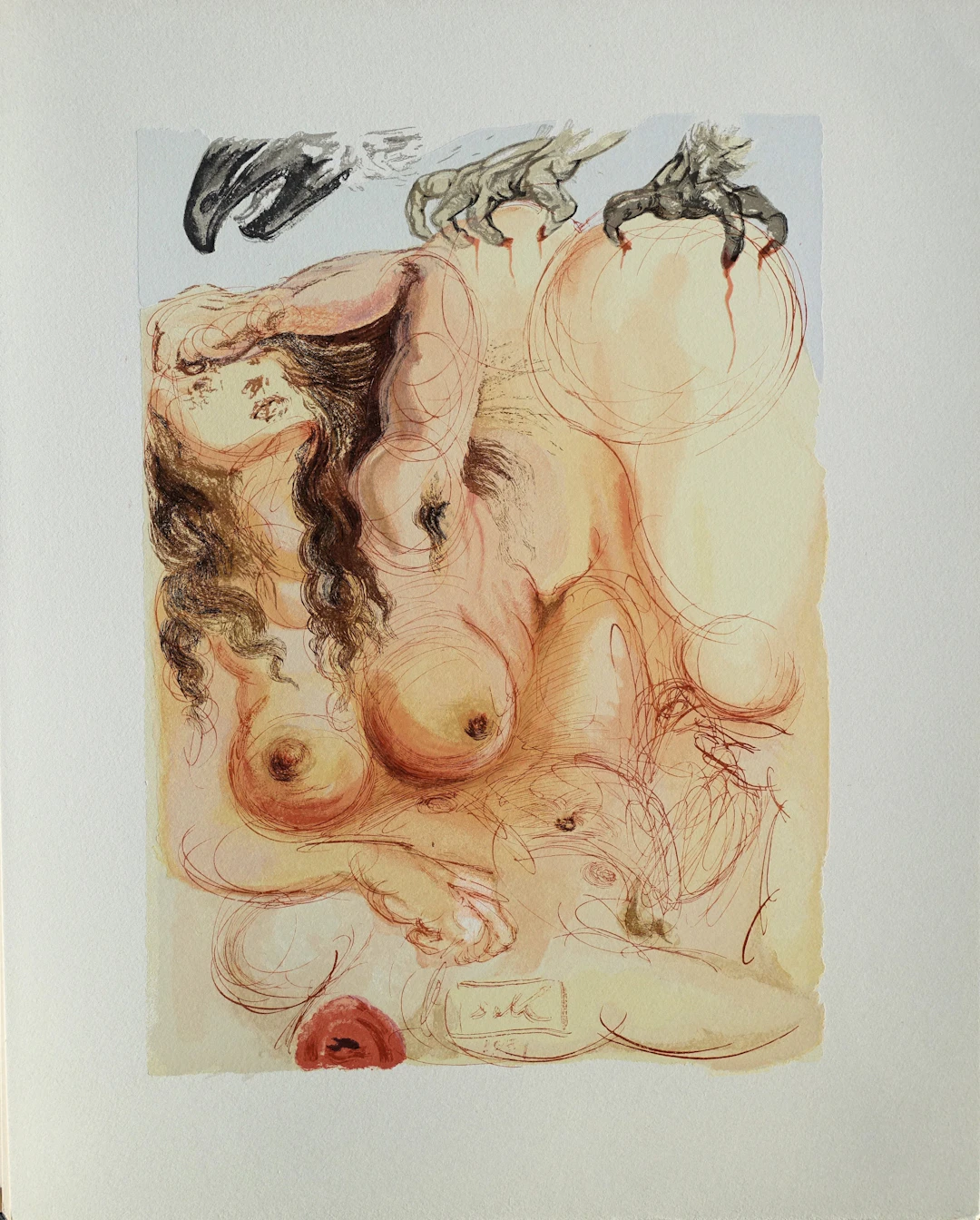 Salvador DALI : Le songe, Bois gravé original signé
