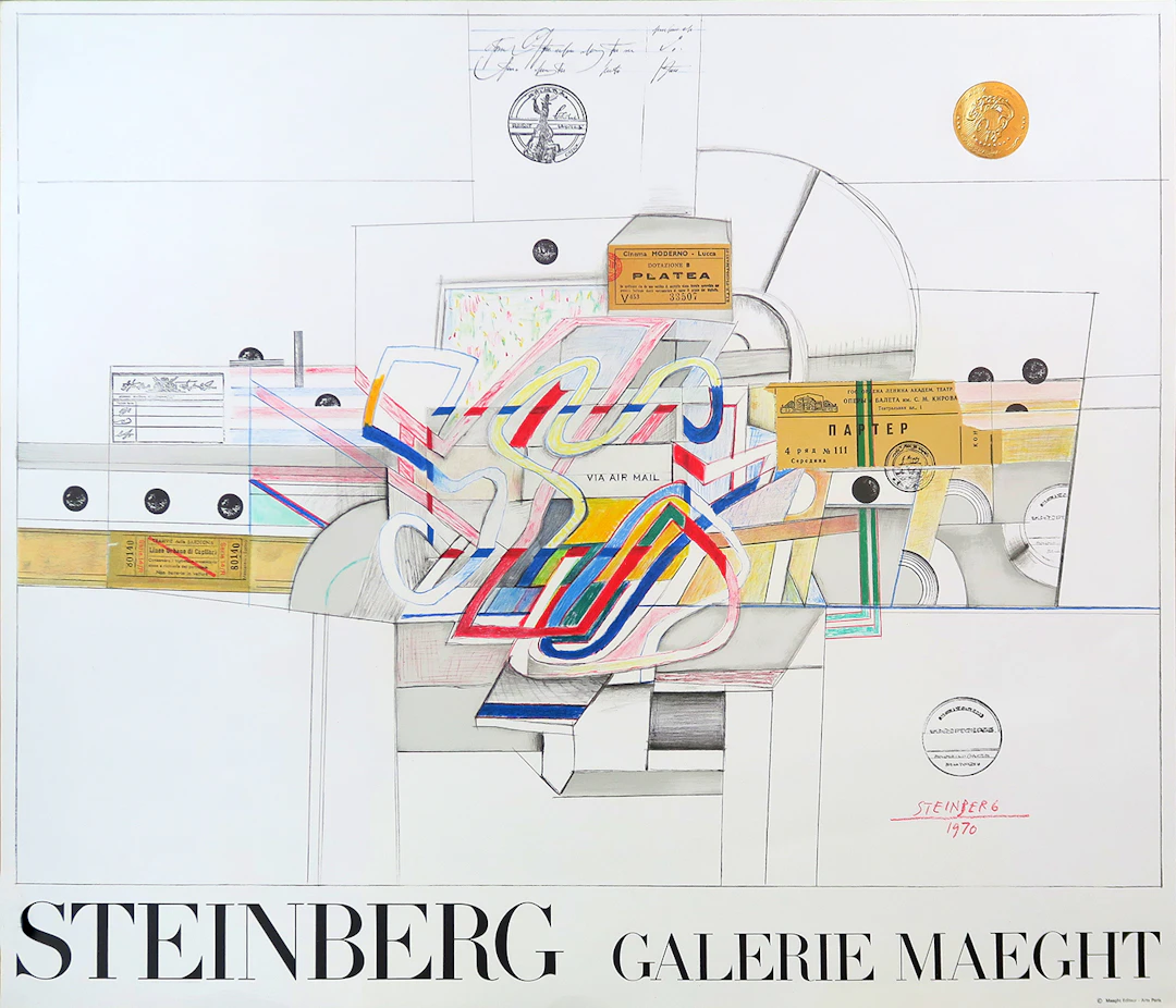 Saul STEINBERG - Galerie Maeght 1970, affiche sur papier vélin
