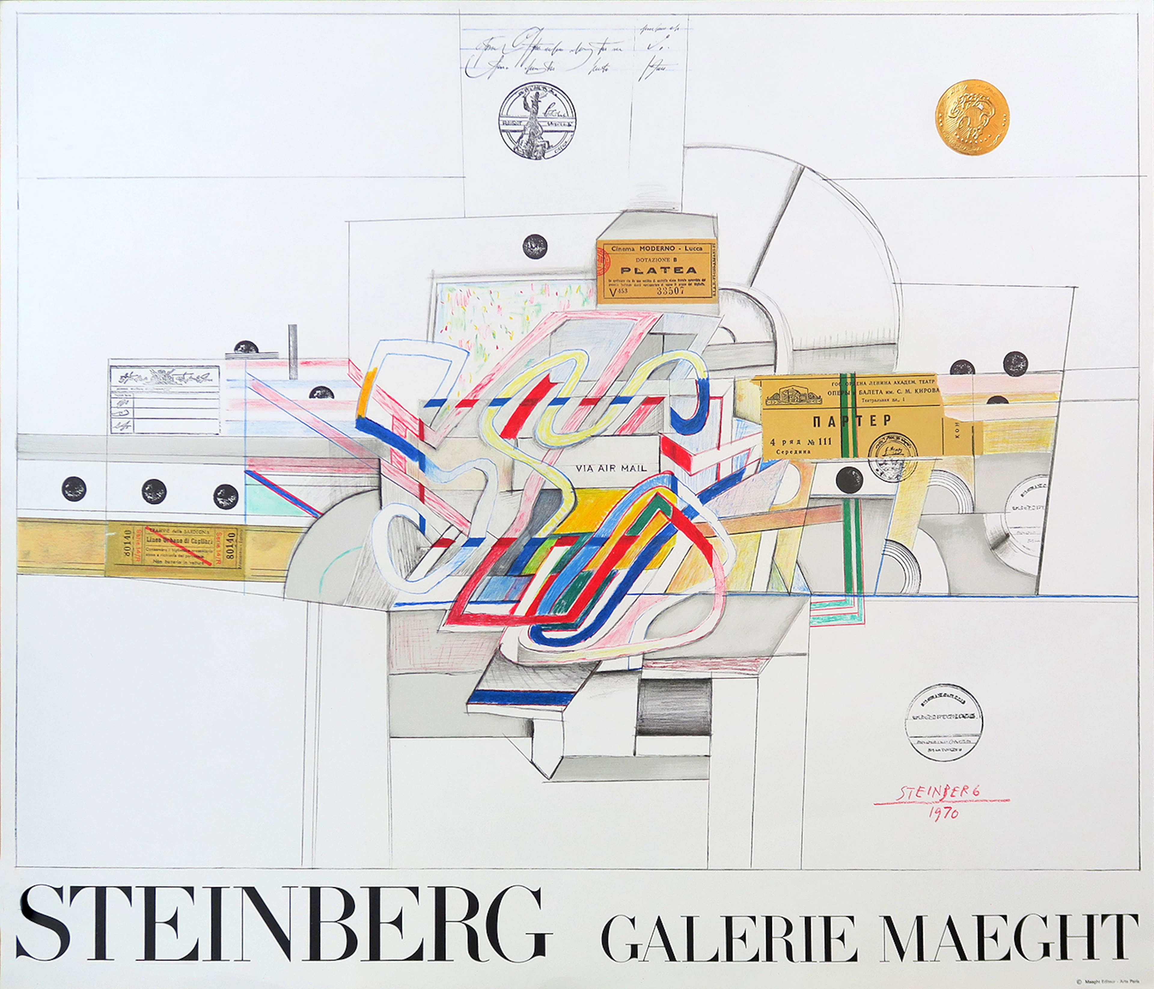 Saul STEINBERG - Galerie Maeght 1970, affiche sur papier vélin