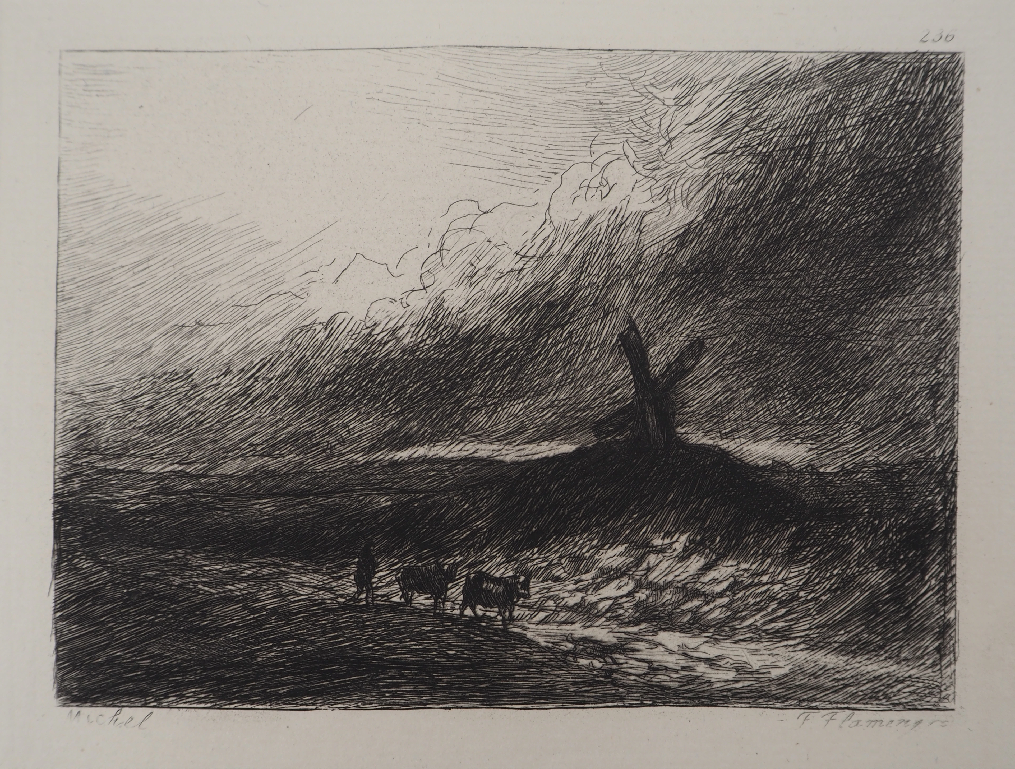 Georges Michel (d’après) - Moulin et pâturage - Gravure d’après peinture