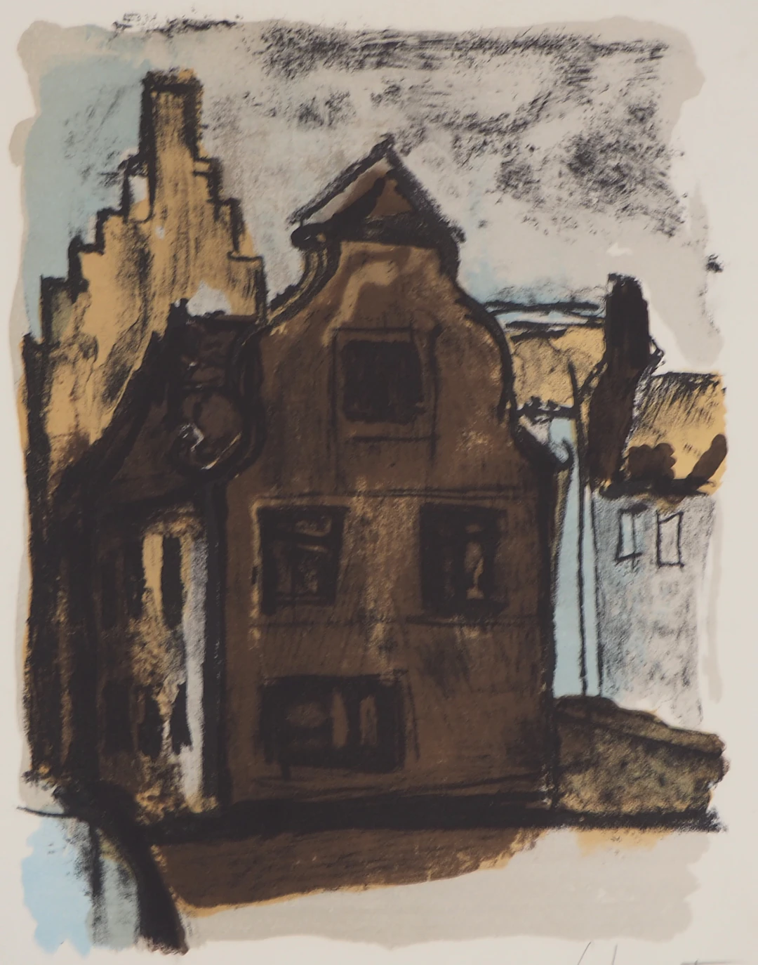 Georges LAPORTE - Vieille maison hollandaise, 1971 - Lithographie