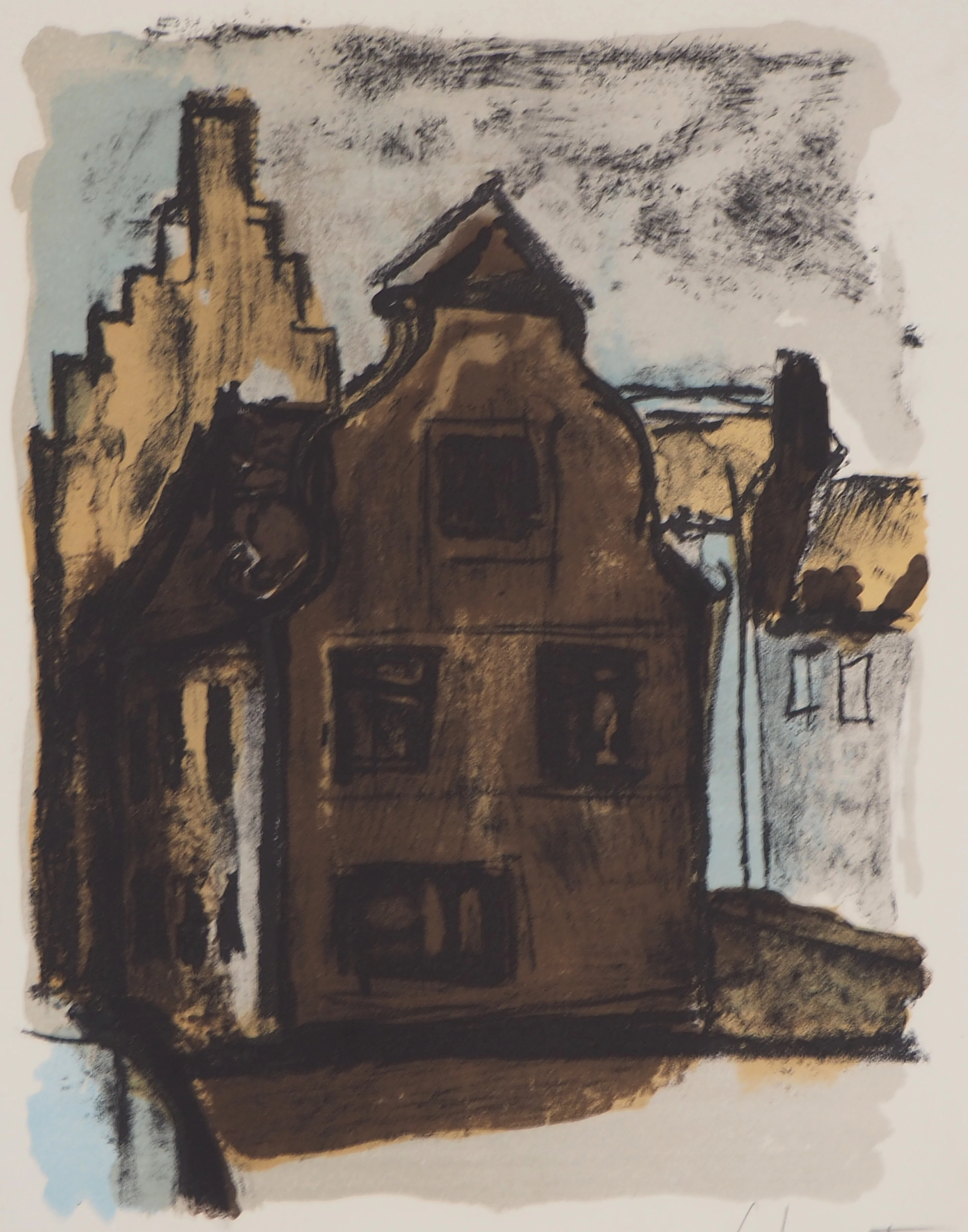 Georges LAPORTE - Vieille maison hollandaise, 1971 - Lithographie