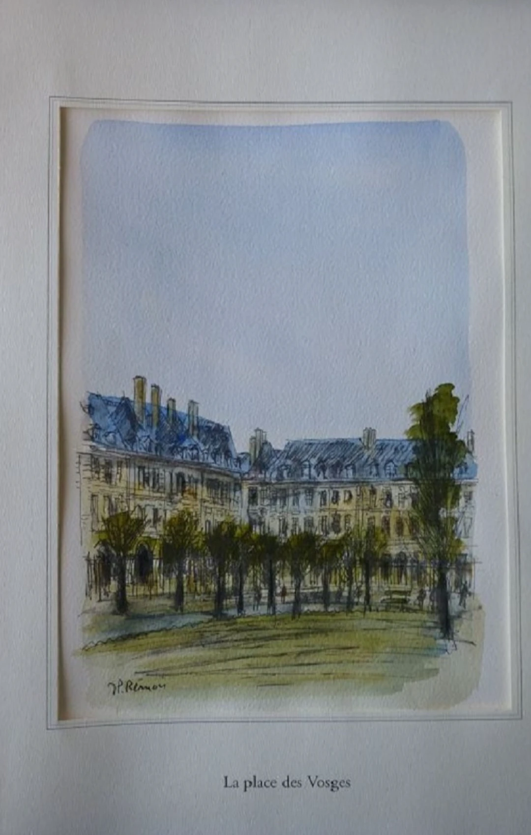 Jean Pierre REMON - La Place des Vosges, 2010 - Aquarelle signée