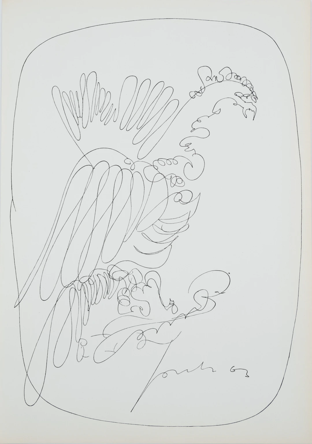 Lucio FONTANA : Le héron - Lithographie signée