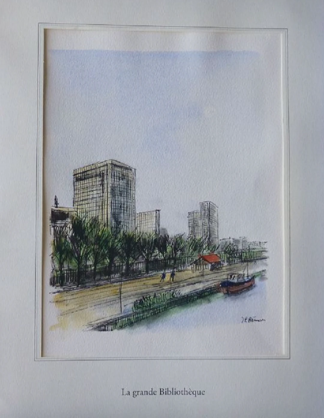 Jean Pierre REMON - La Grande Bibliothèque, 2010 - Aquarelle signée