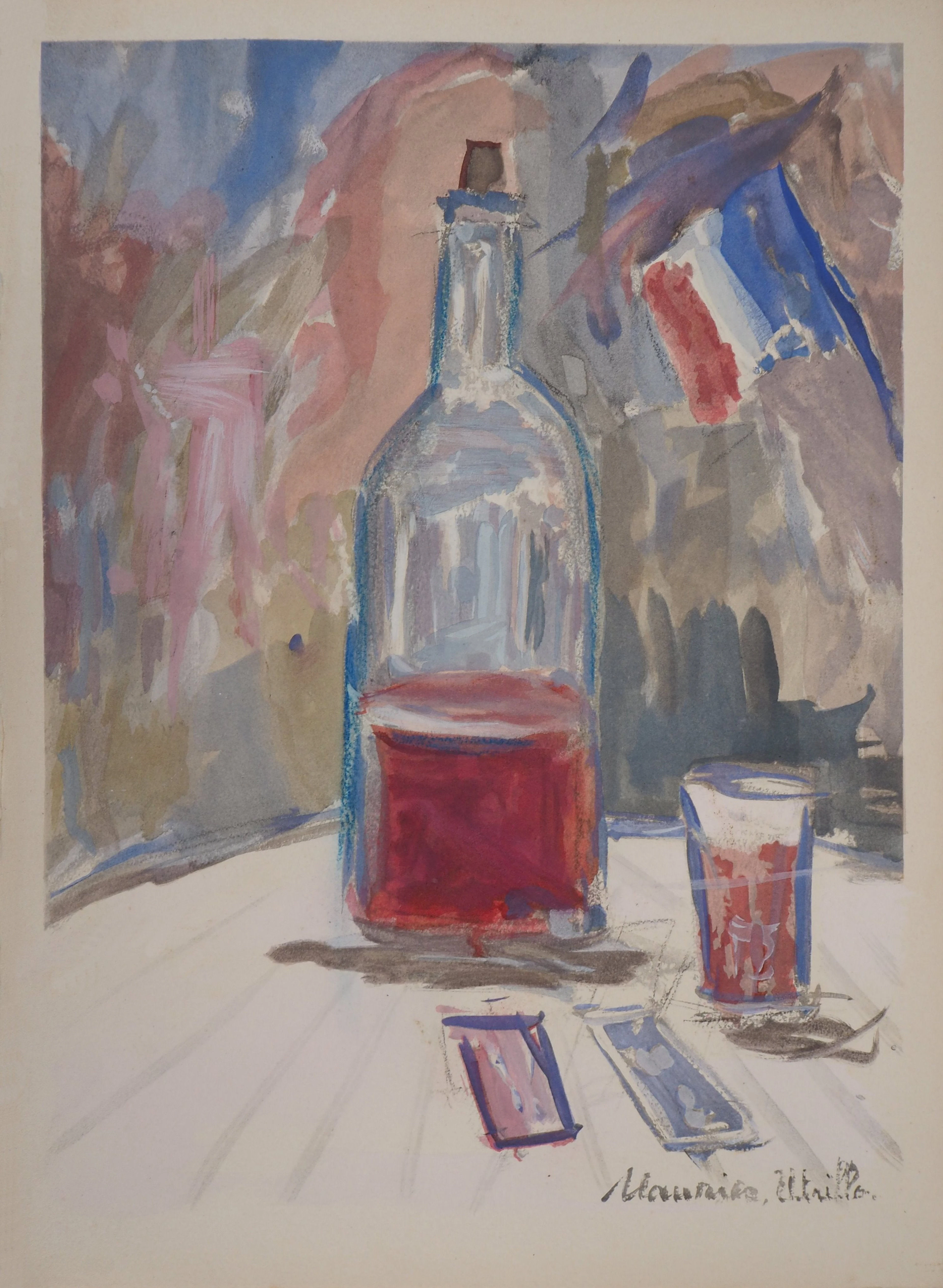 Maurice UTRILLO : Le vin du 14 juillet, Gravure originale signée