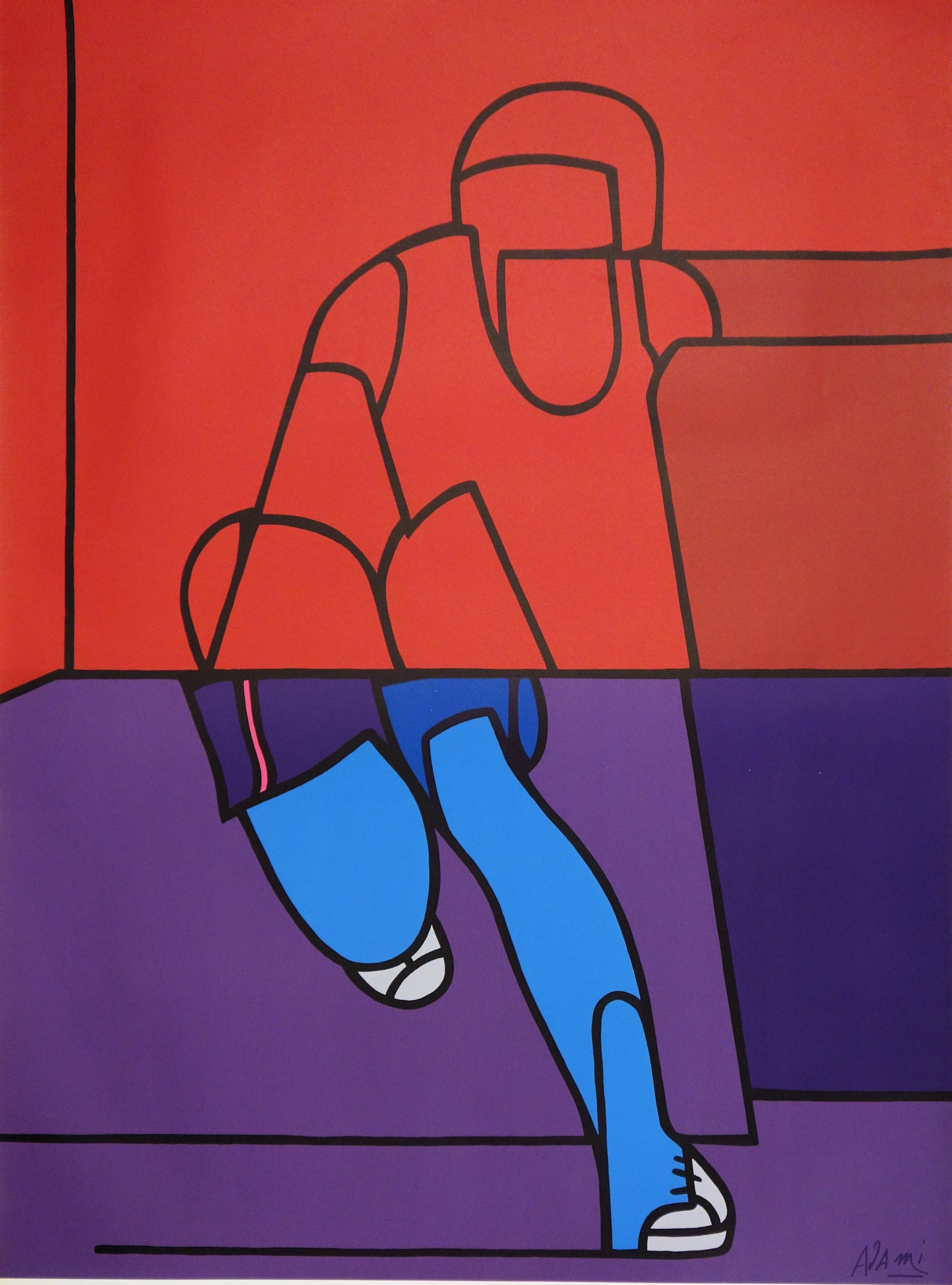 Valerio ADAMI : Le coureur - Lithographie signée 1972