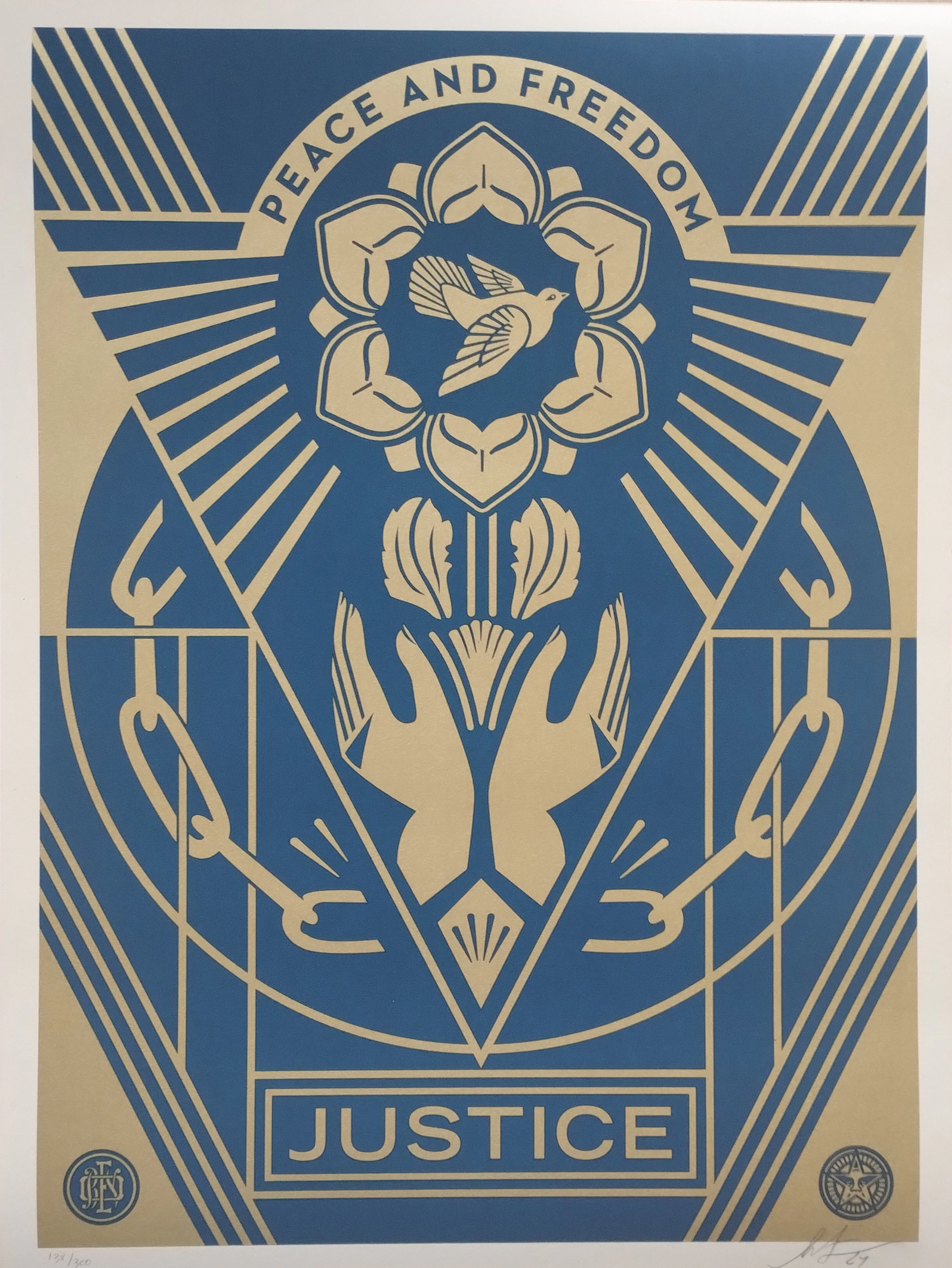 Shepard Fairey (Obey Giant) Peace And Freedom - signée - numerotée