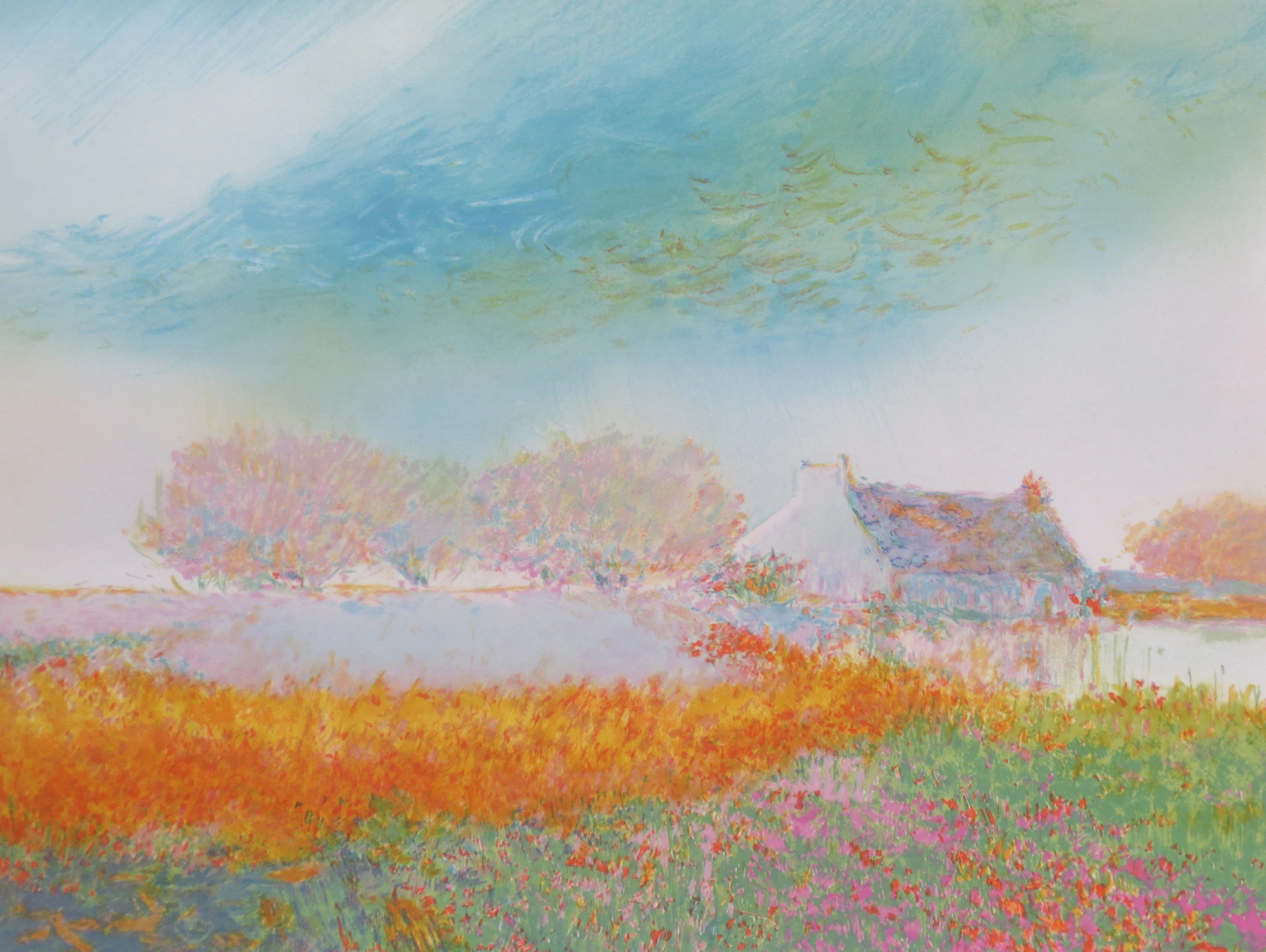 Claude MANOUKIAN - La Ferme à Saint-Aubin - Lithographie signée et dédicacée
