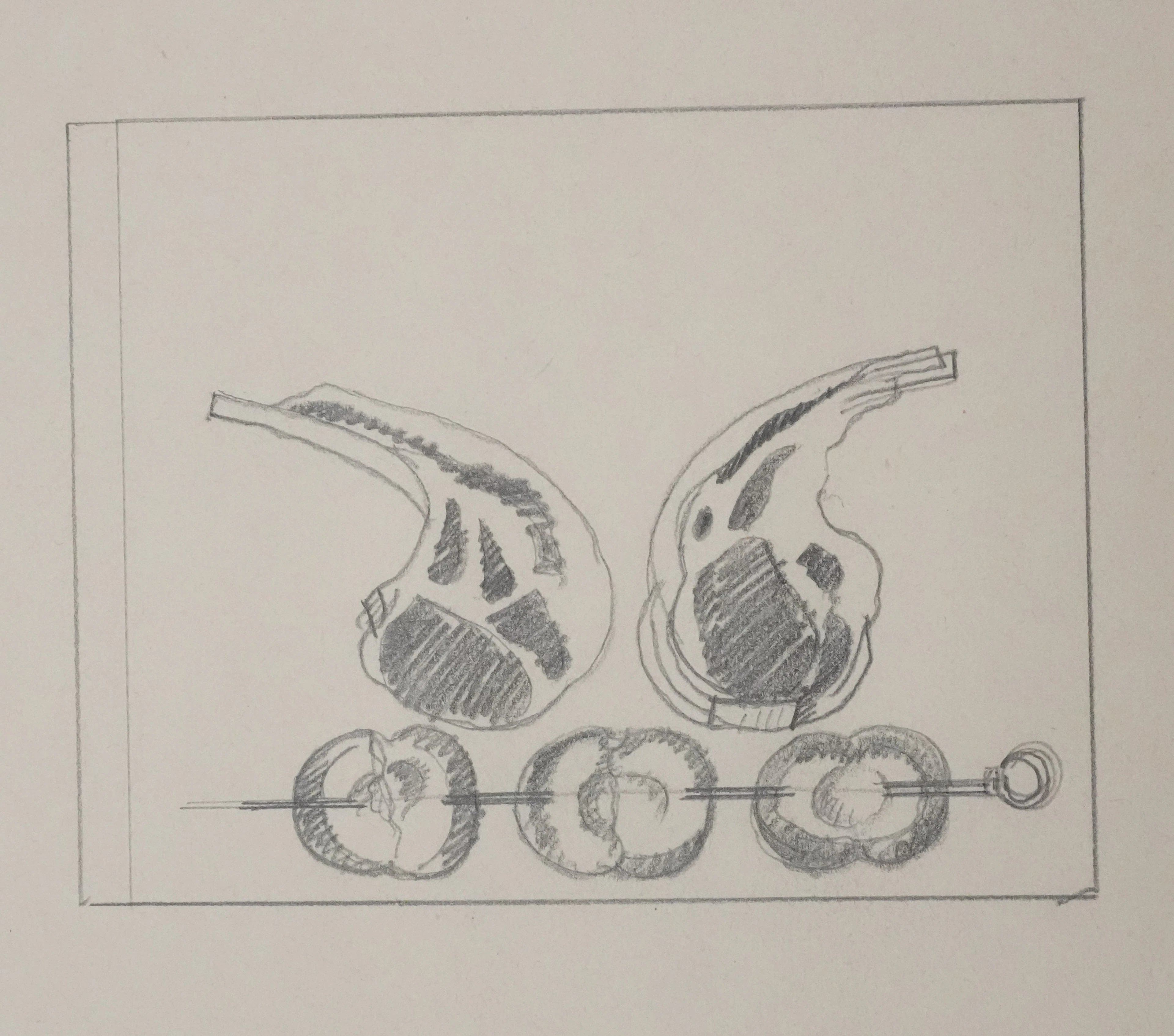 Jean-Emile LABOUREUR : Les viandes, Dessin original