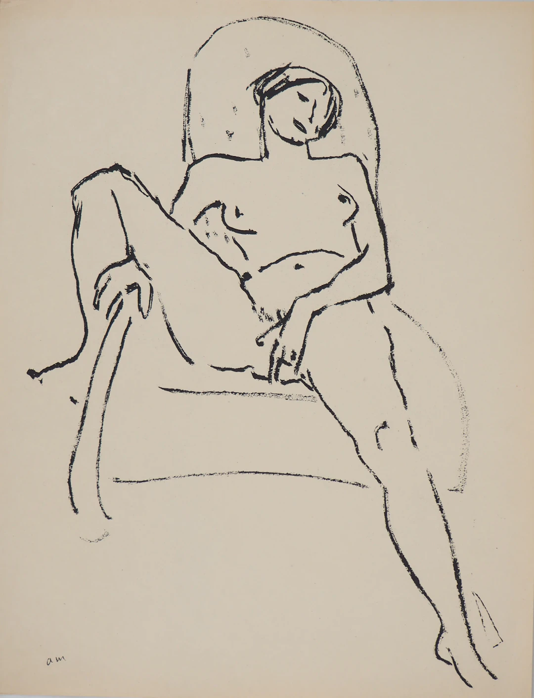 Albert MARQUET - Nu au fauteuil, 1925 - Lithographie originale signée
