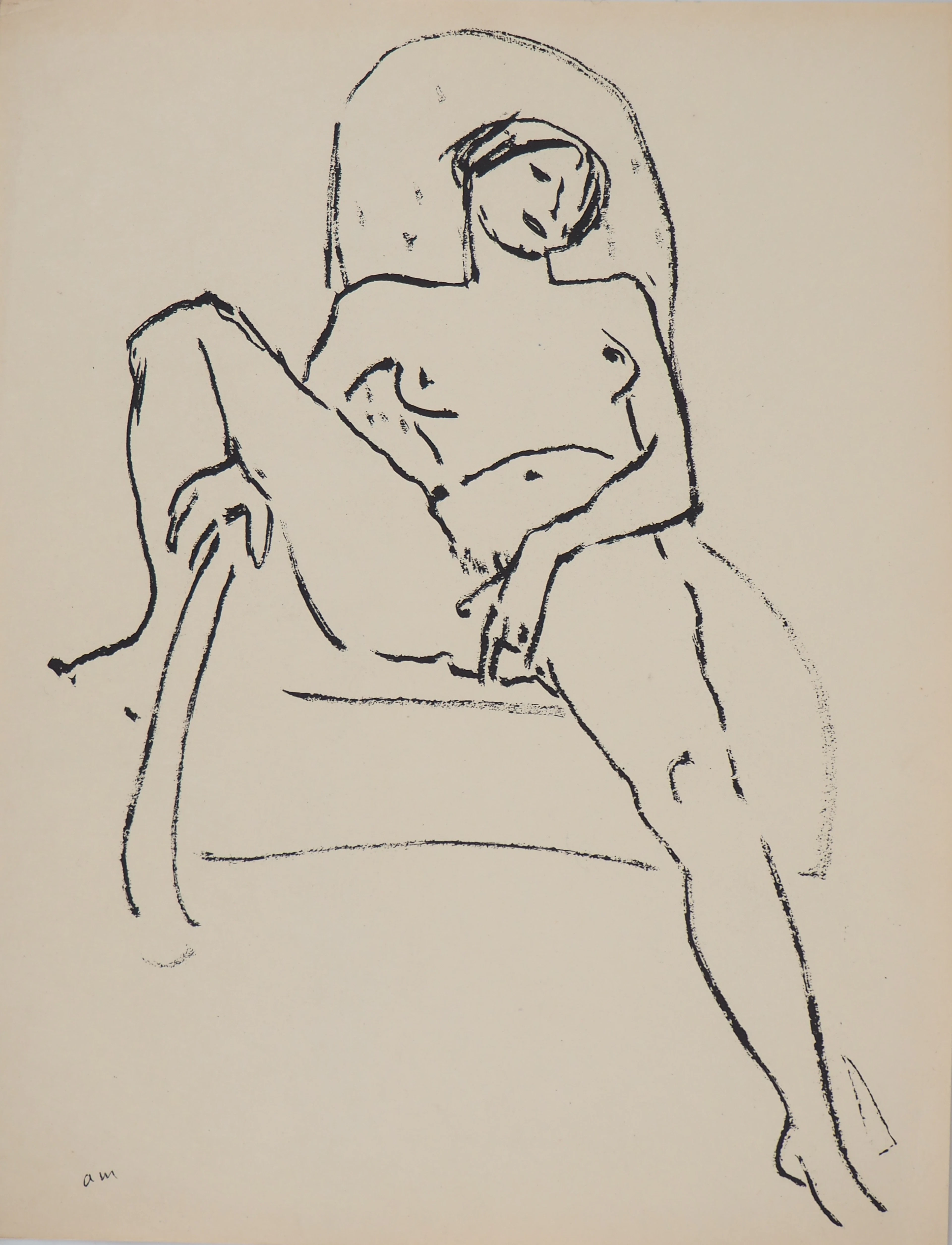 Albert MARQUET - Nu au fauteuil, 1925 - Lithographie originale signée