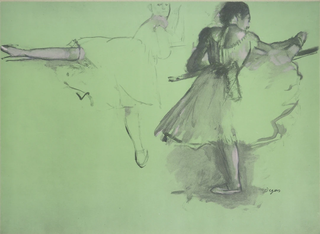 Edgar DEGAS : Danseuses à la barre d’échauffement, Lithographie et