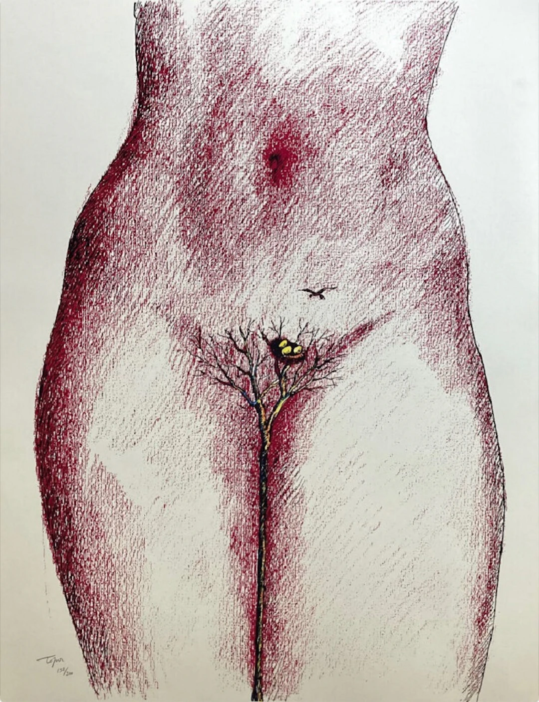 Roland TOPOR - Le nid, 1970 - Lithographie signée au crayon