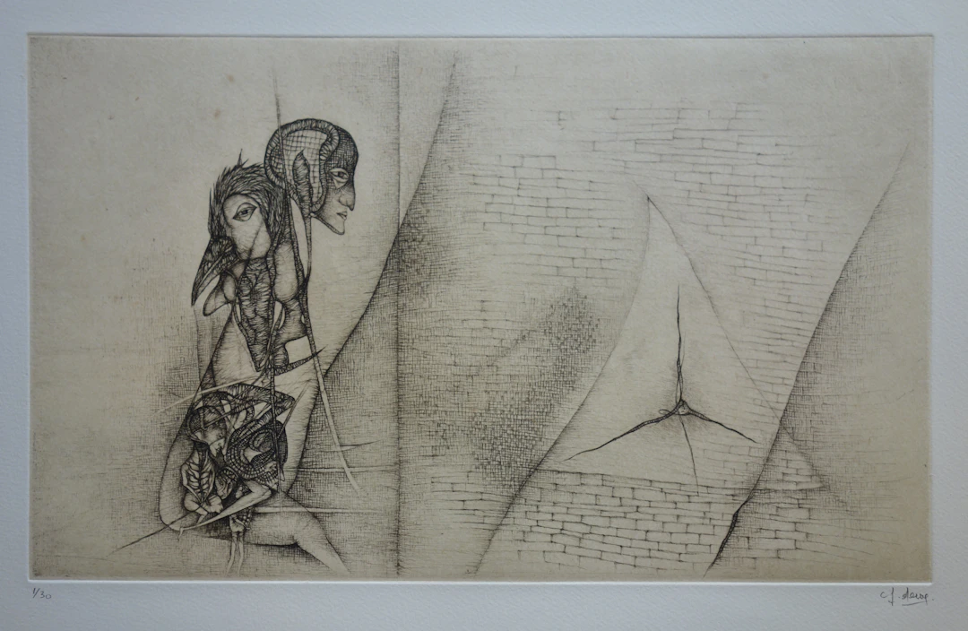 Fred DEUX : La question - Gravure originale Signée au crayon