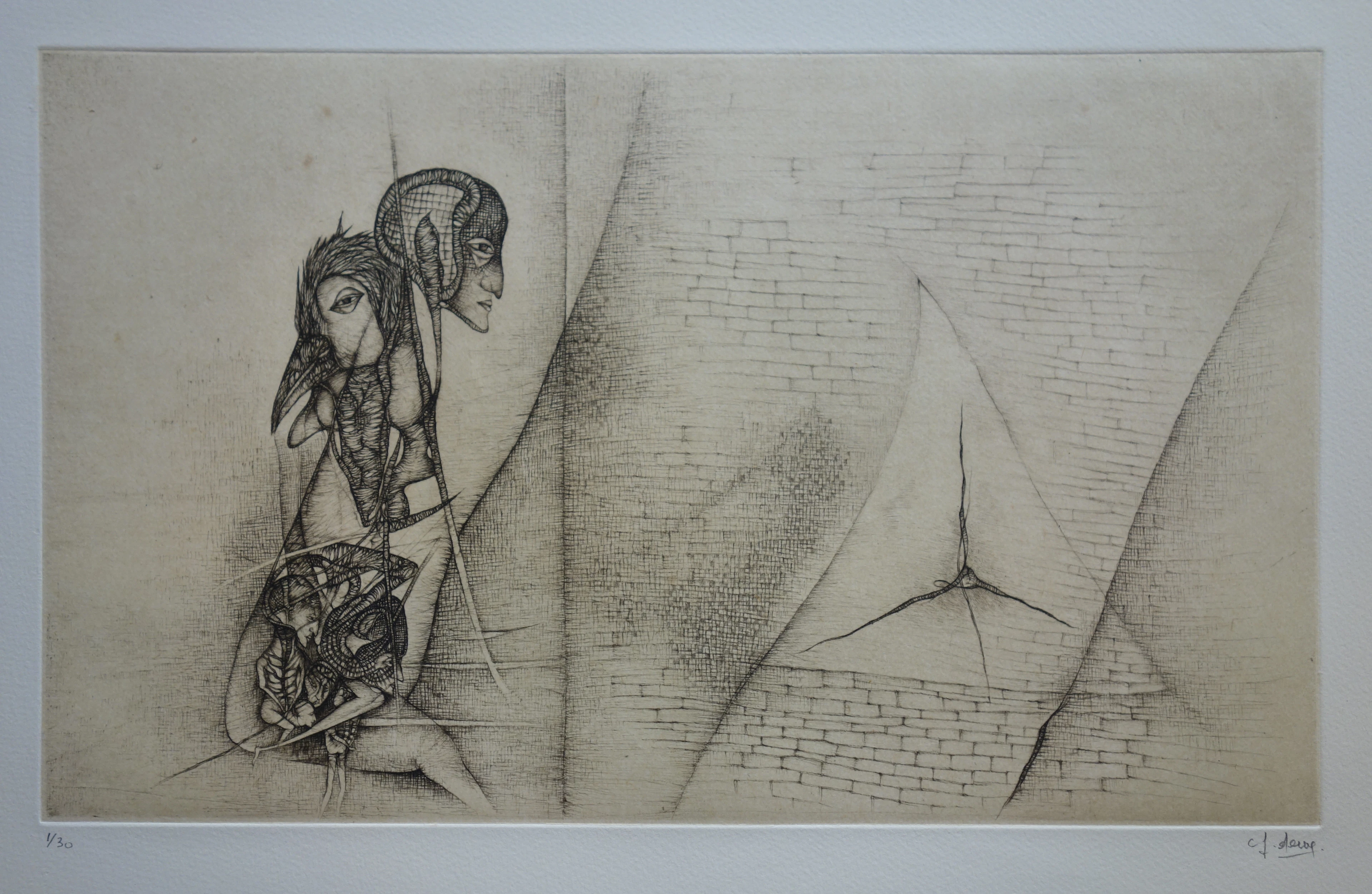 Fred DEUX : La question - Gravure originale Signée au crayon