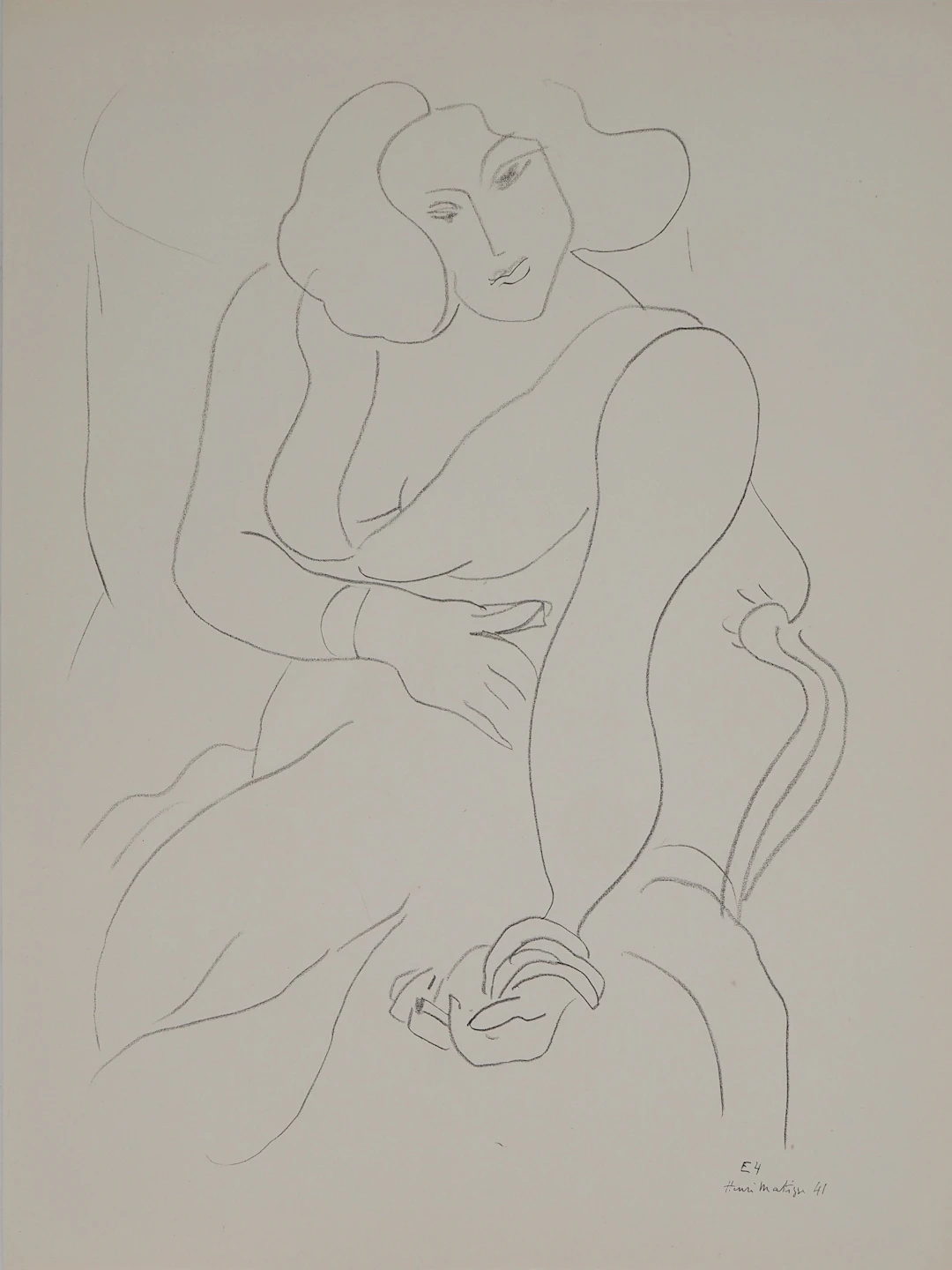 Henri MATISSE : La fumeuse au salon, Lithographie signée