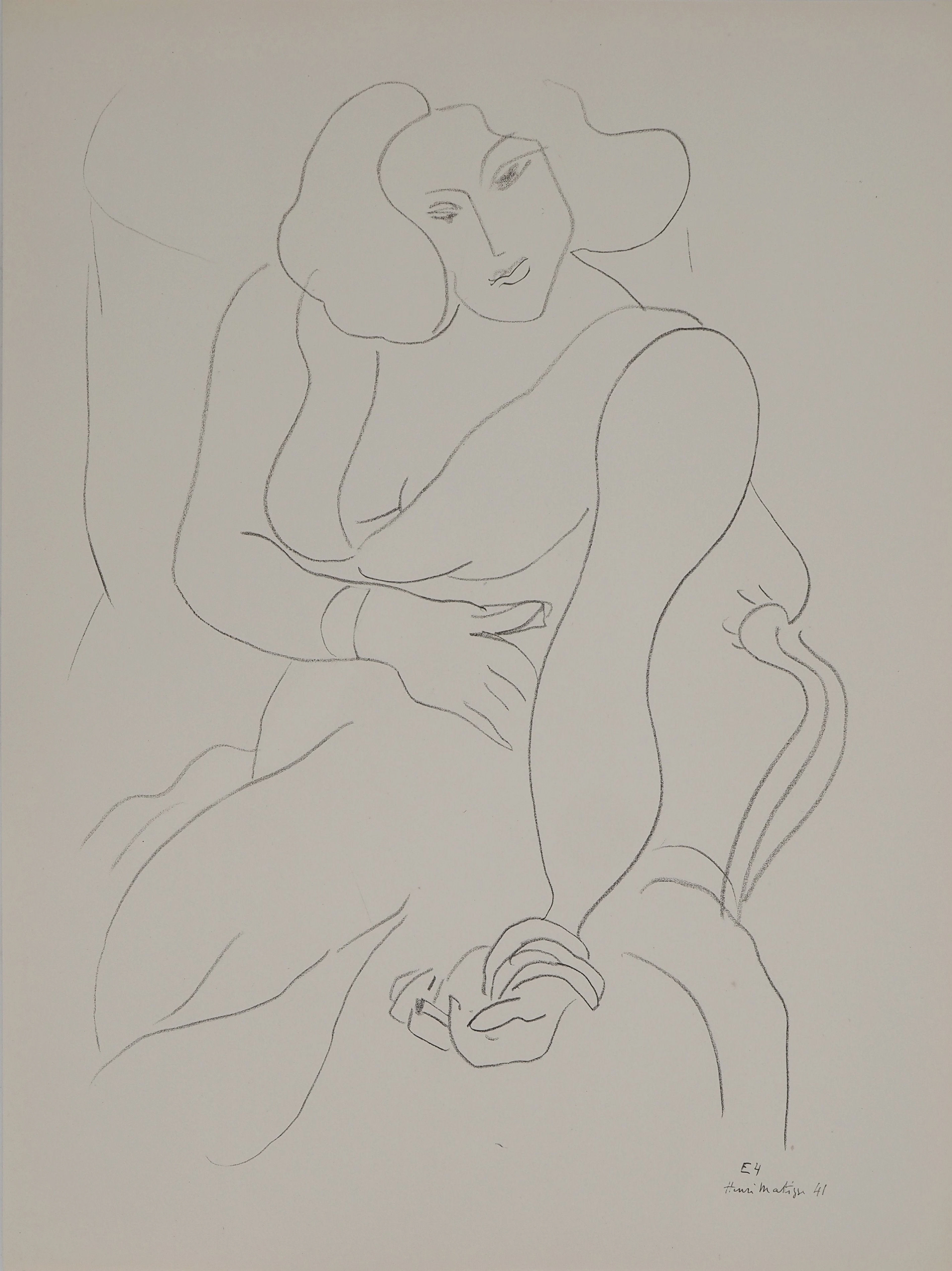 Henri MATISSE : La fumeuse au salon, Lithographie signée