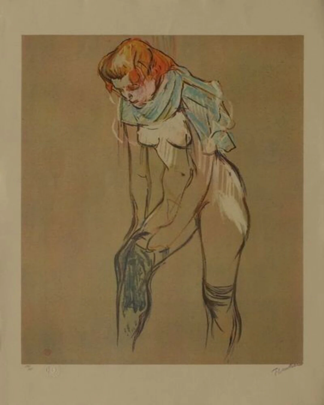 Henri De TOULOUSE-LAUTREC (d’après) - L’Essayage des bas I - Lithographie