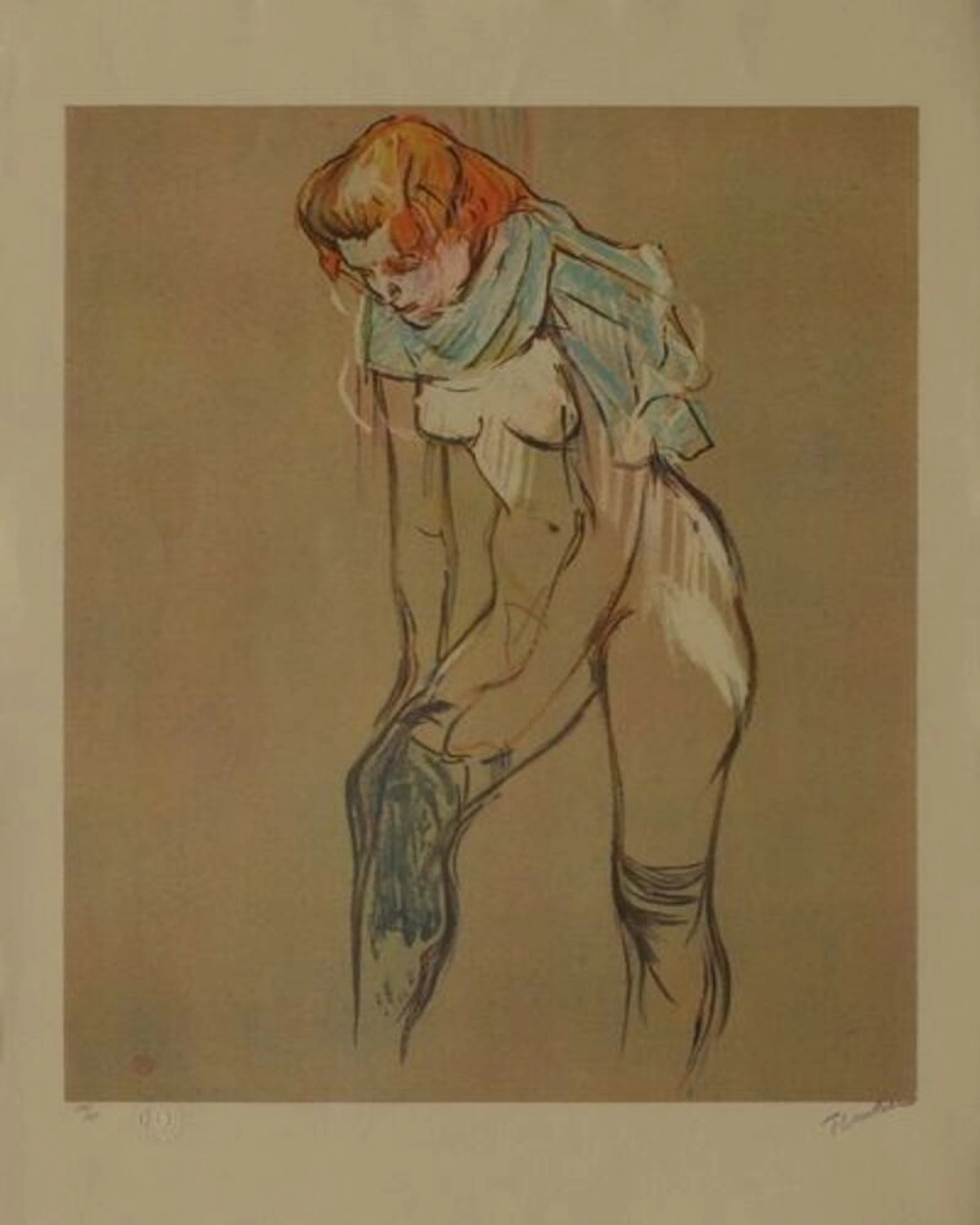 Henri De TOULOUSE-LAUTREC (d’après) - L’Essayage des bas I - Lithographie